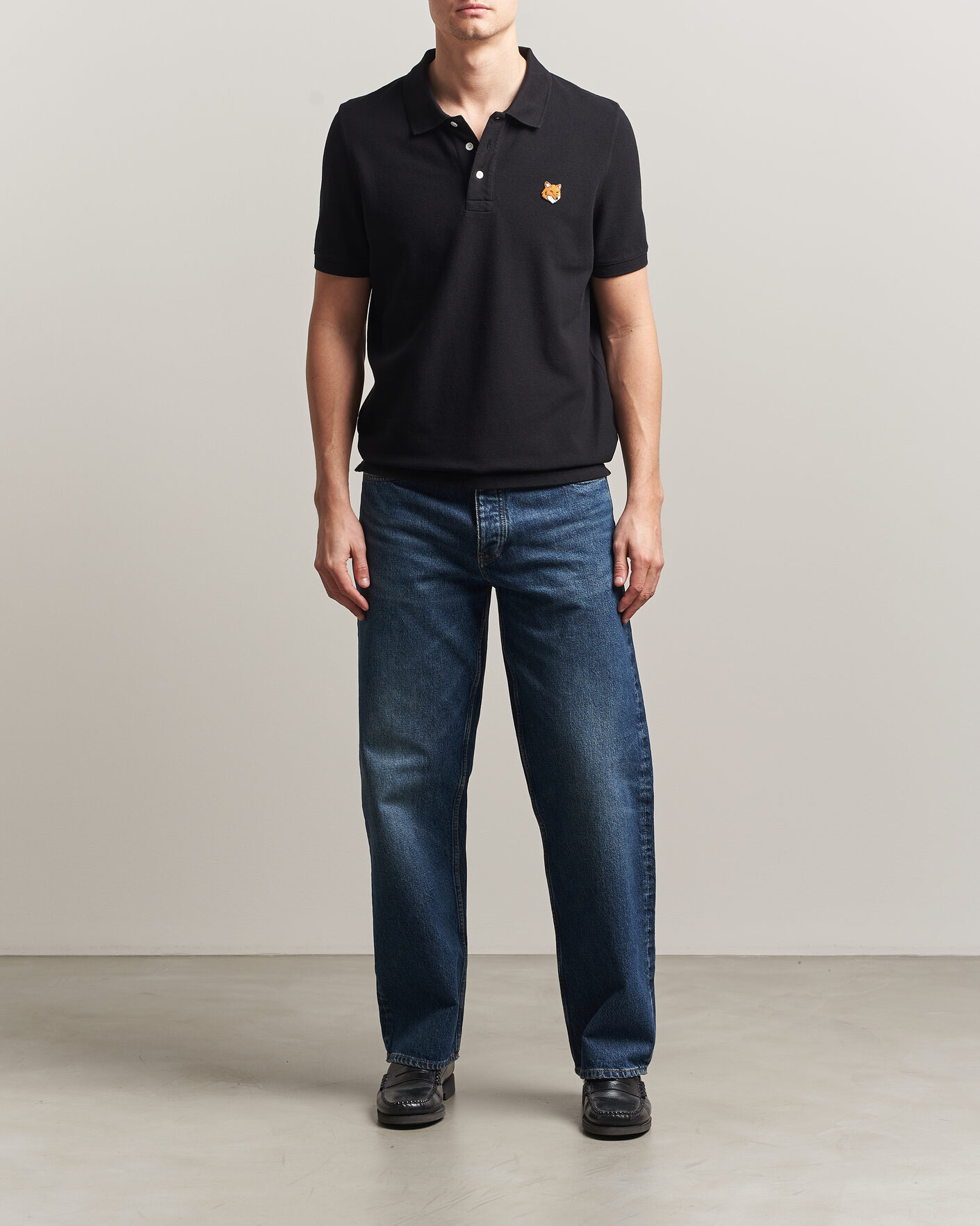 Mies | Pikeet | Maison Kitsuné | Fox Head Polo Black