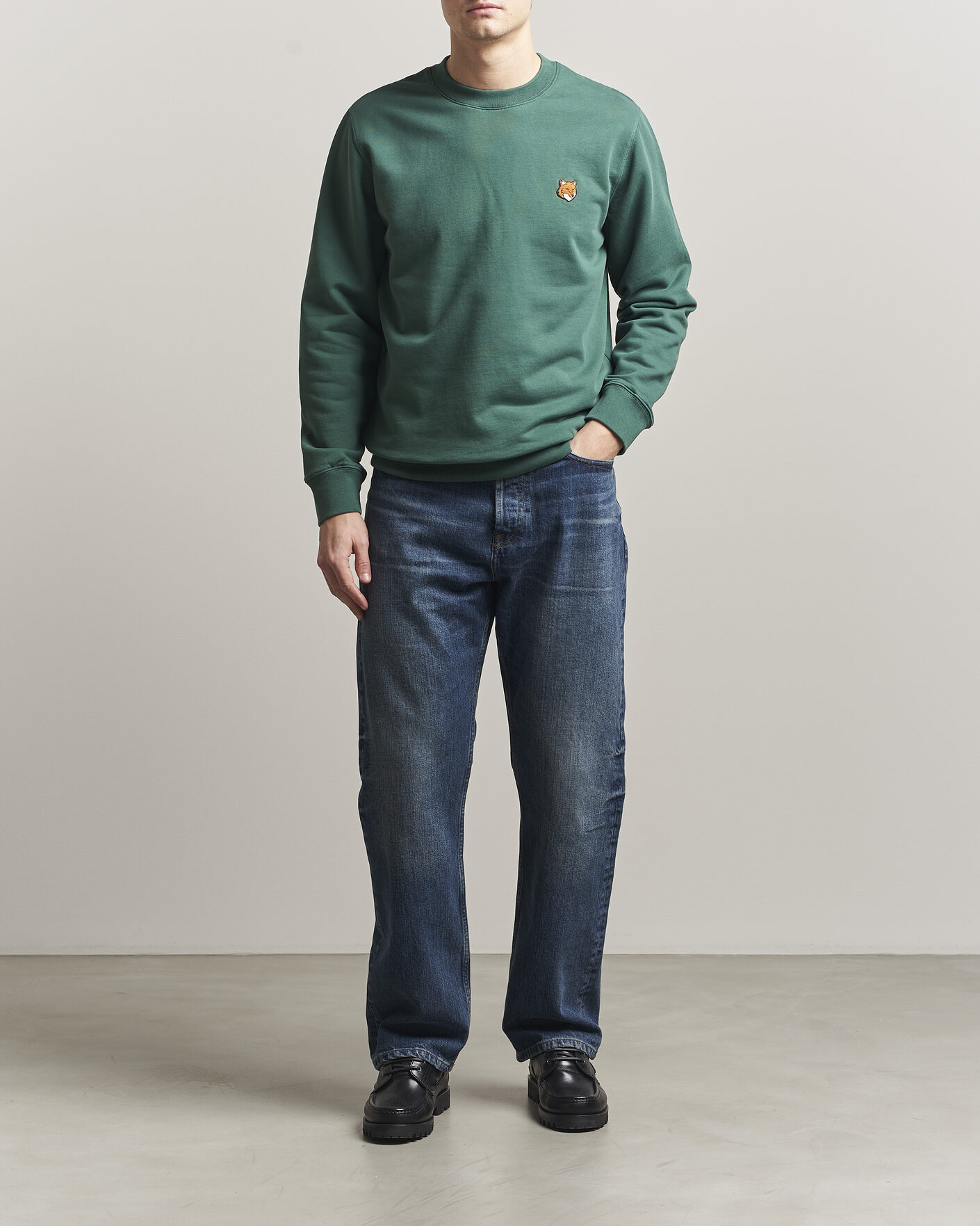 Mies | Puserot | Maison Kitsuné | Fox Head Sweatshirt Bottle Green