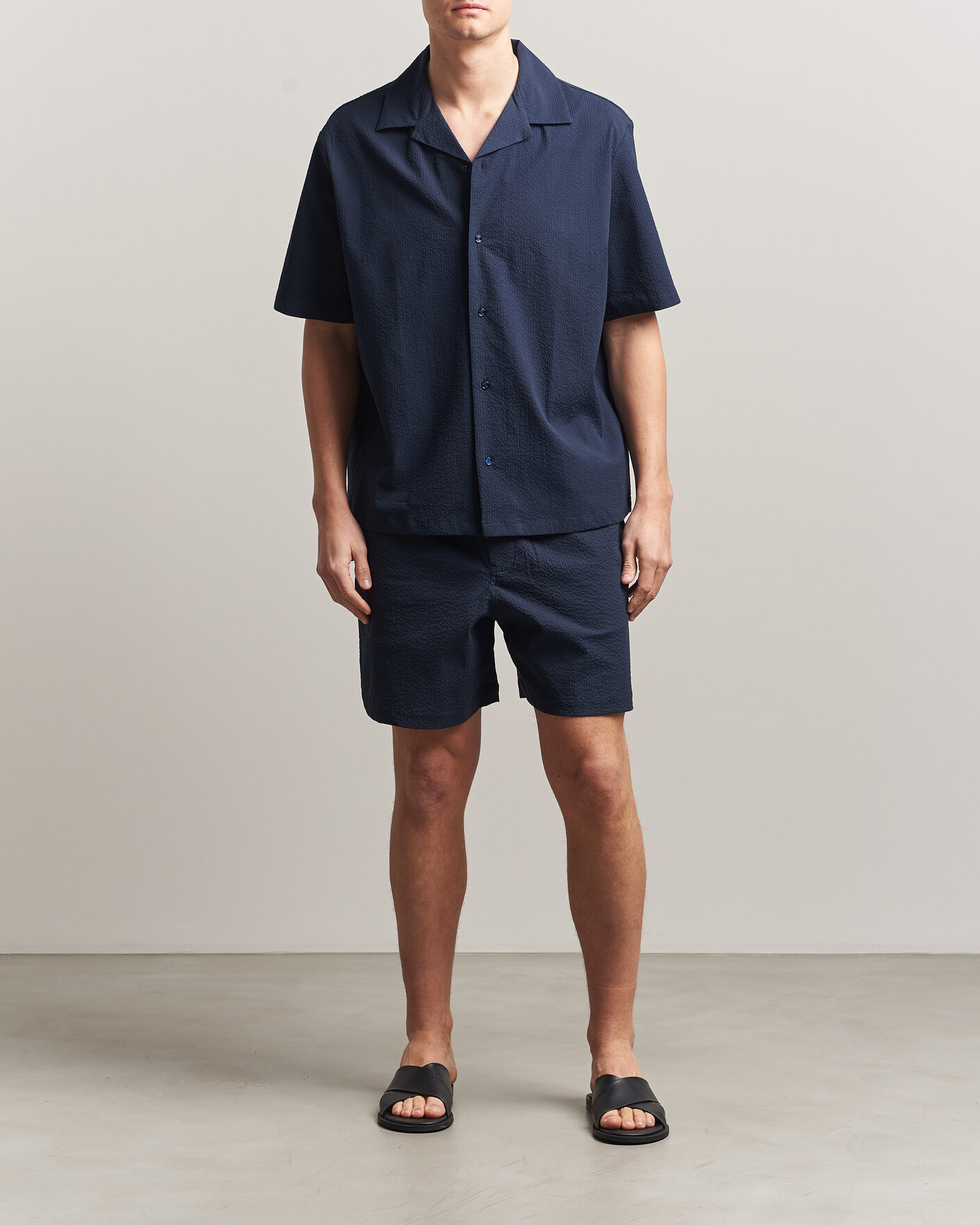 Mies | Kauluspaidat | Maison Kitsuné | Seersucker Resort Shirt Navy