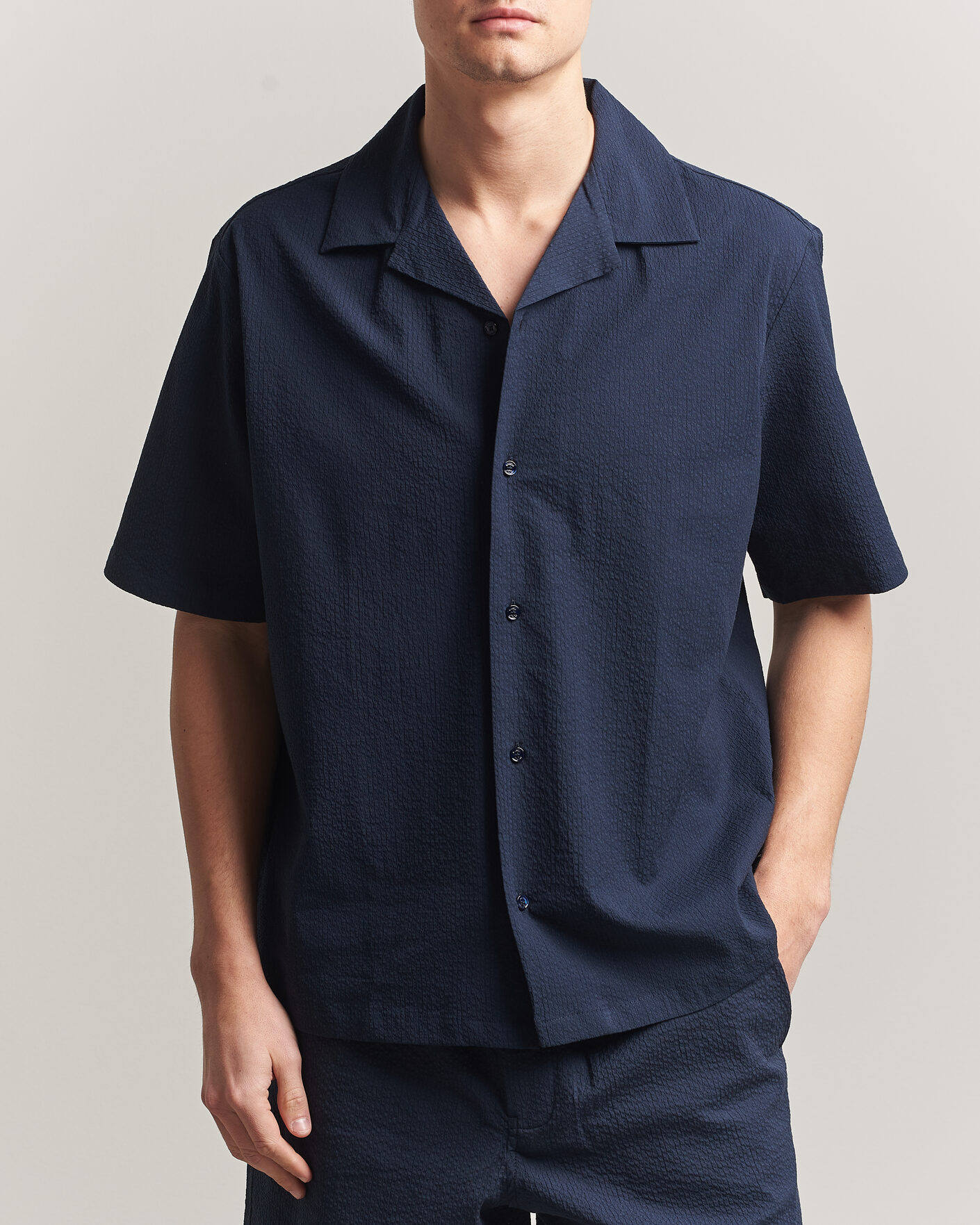Mies | Kauluspaidat | Maison Kitsuné | Seersucker Resort Shirt Navy