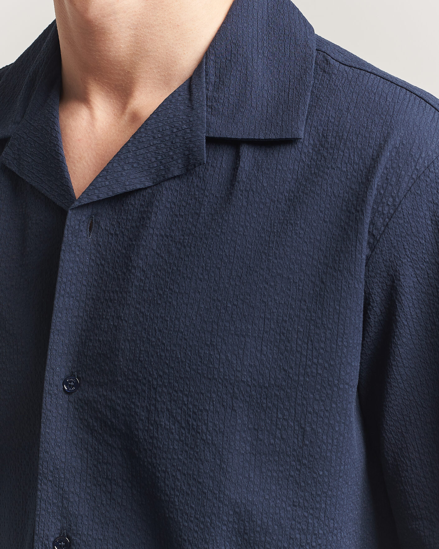 Mies | Kauluspaidat | Maison Kitsuné | Seersucker Resort Shirt Navy