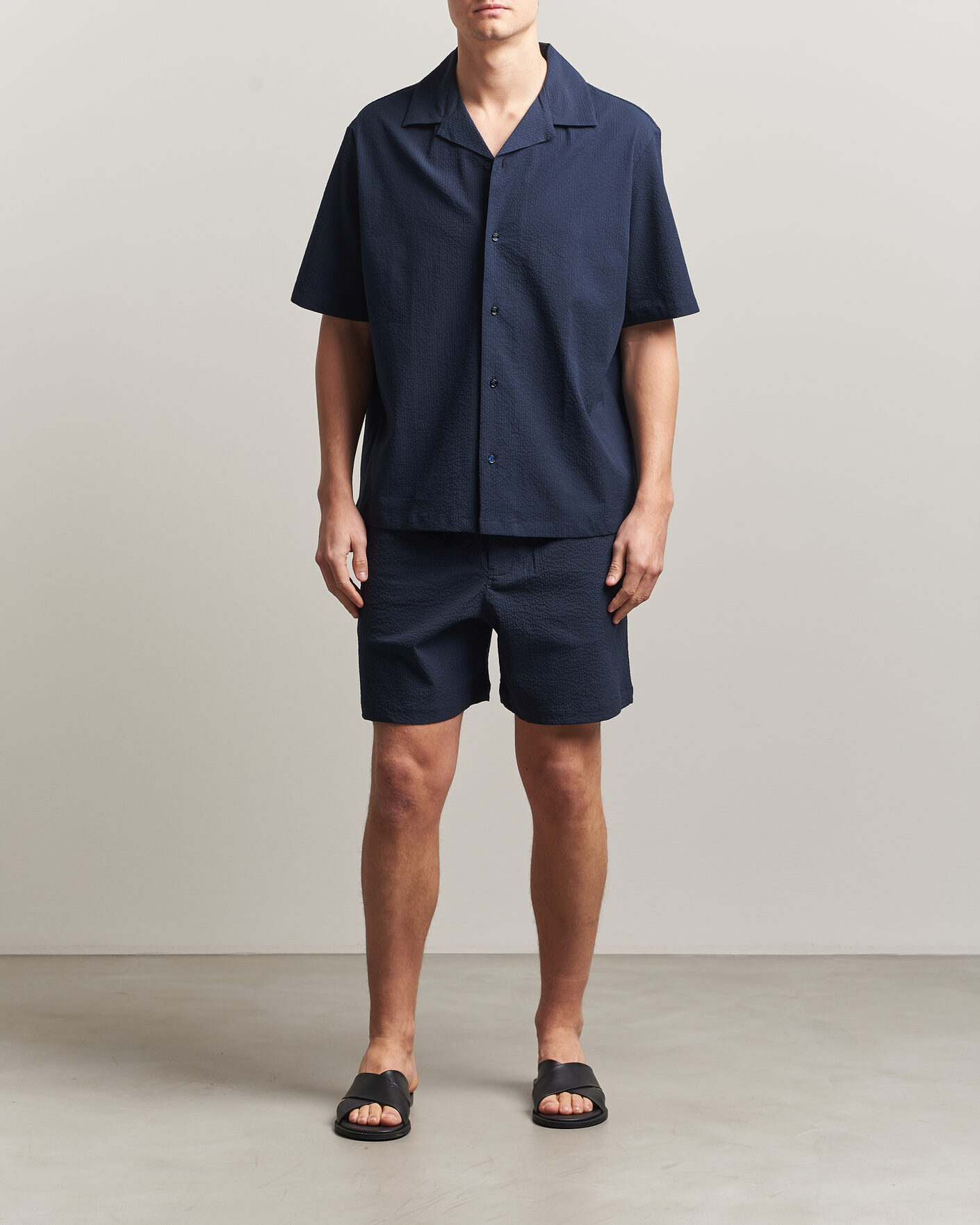 Mies | Shortsit | Maison Kitsuné | Seersucker Drawstring Shorts Navy