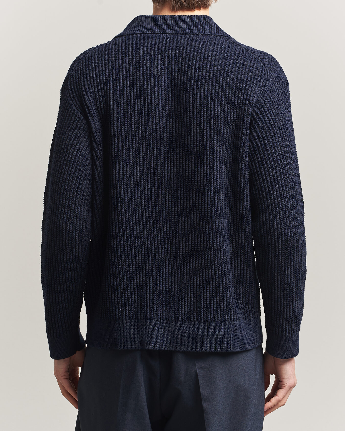 Mies | Pikeet | Maison Kitsuné | Tonal Fox Head Rib Knitted Polo Navy