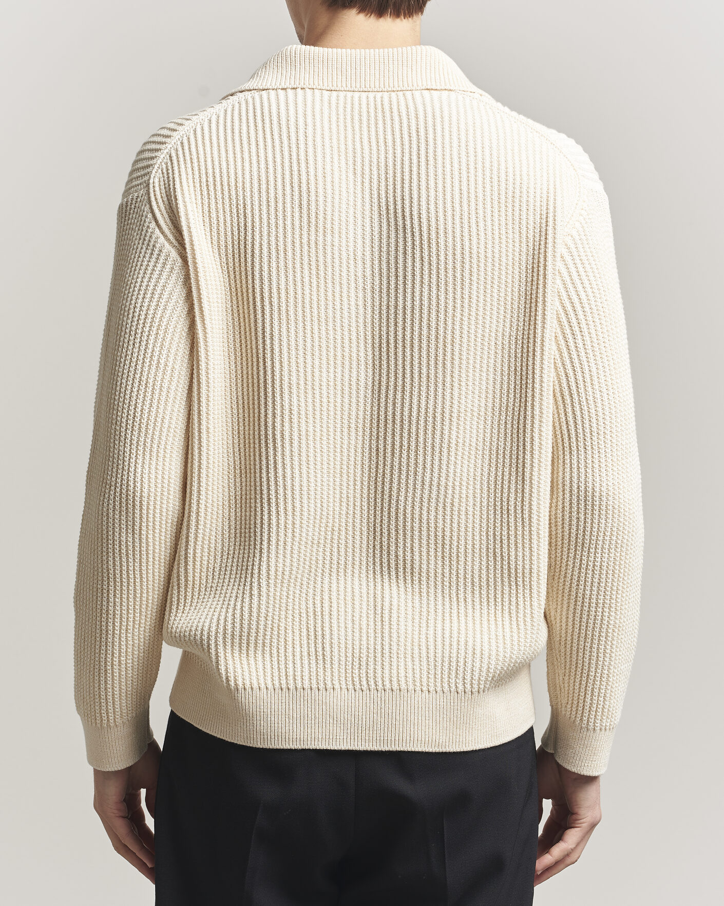 Mies | Pikeet | Maison Kitsuné | Tonal Fox Head Rib Knitted Polo Sandshell