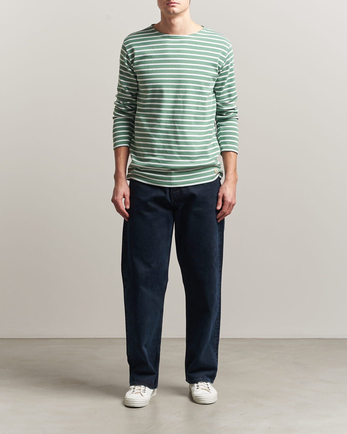 Mies | T-paidat | Armor-lux | Houat Héritage Stripe Long Sleeve T-Shirt Ivy/Blanc