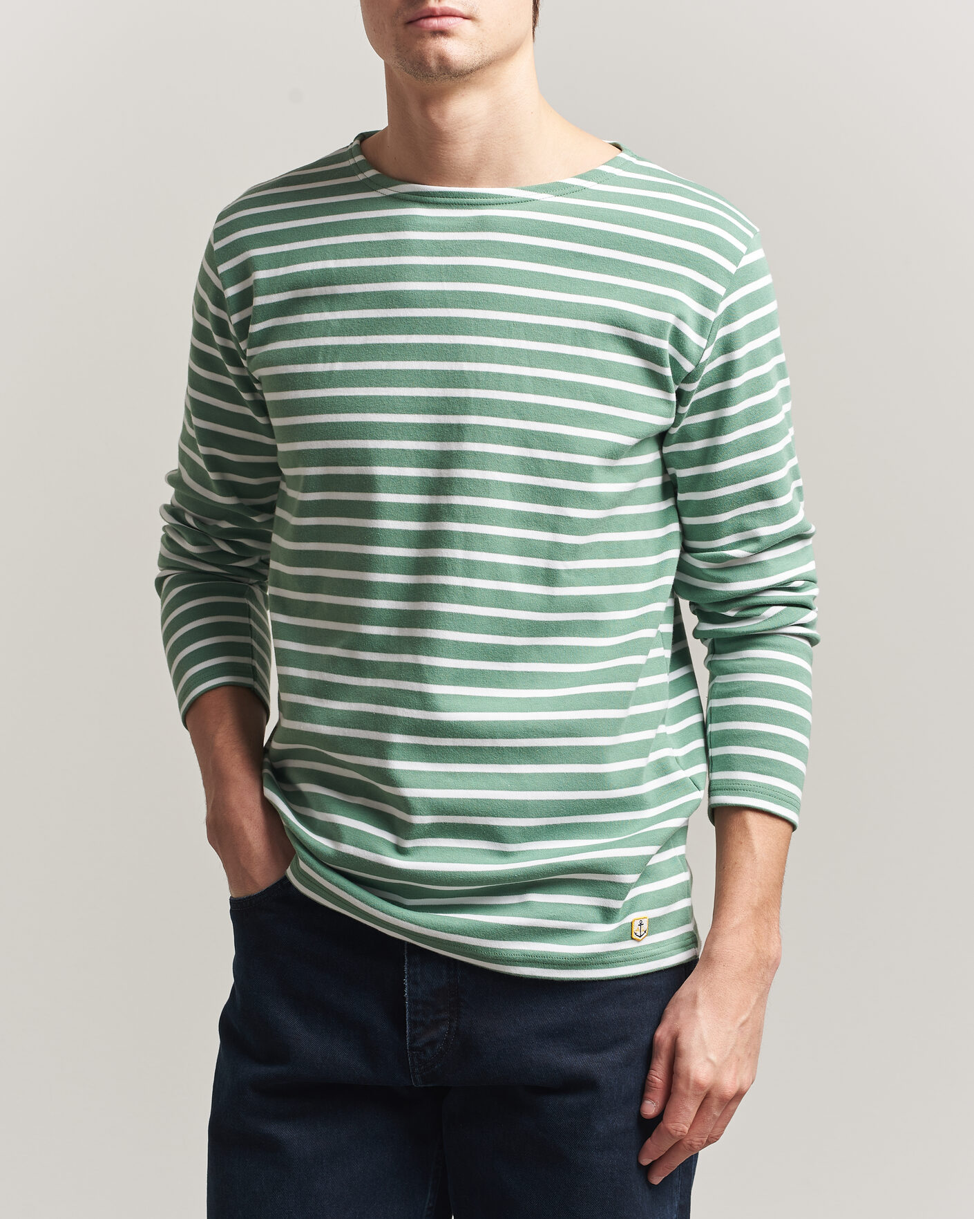Mies | T-paidat | Armor-lux | Houat Héritage Stripe Long Sleeve T-Shirt Ivy/Blanc