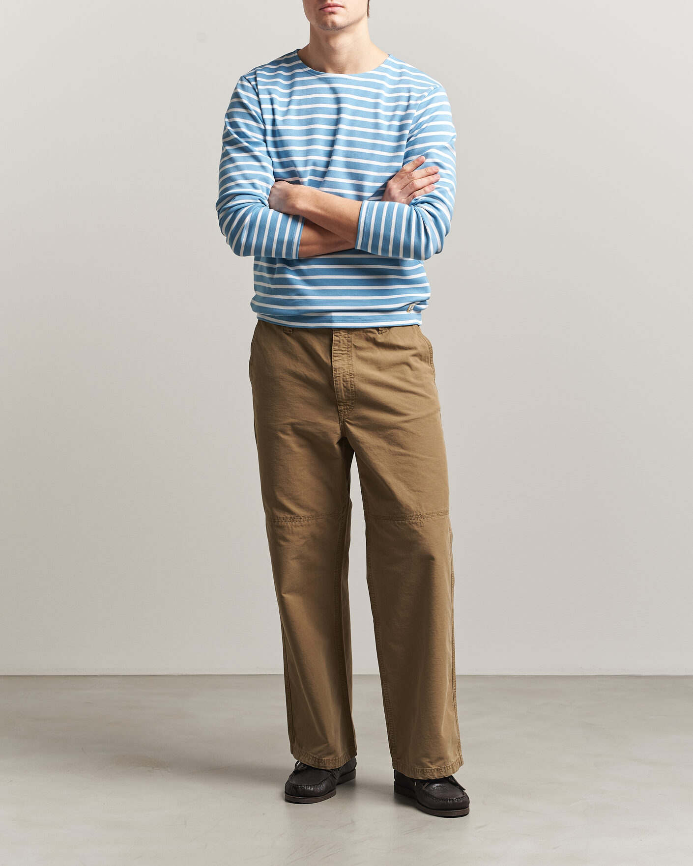 Mies | T-paidat | Armor-lux | Houat Héritage Stripe Long Sleeve T-Shirt Waterfall/Blanc