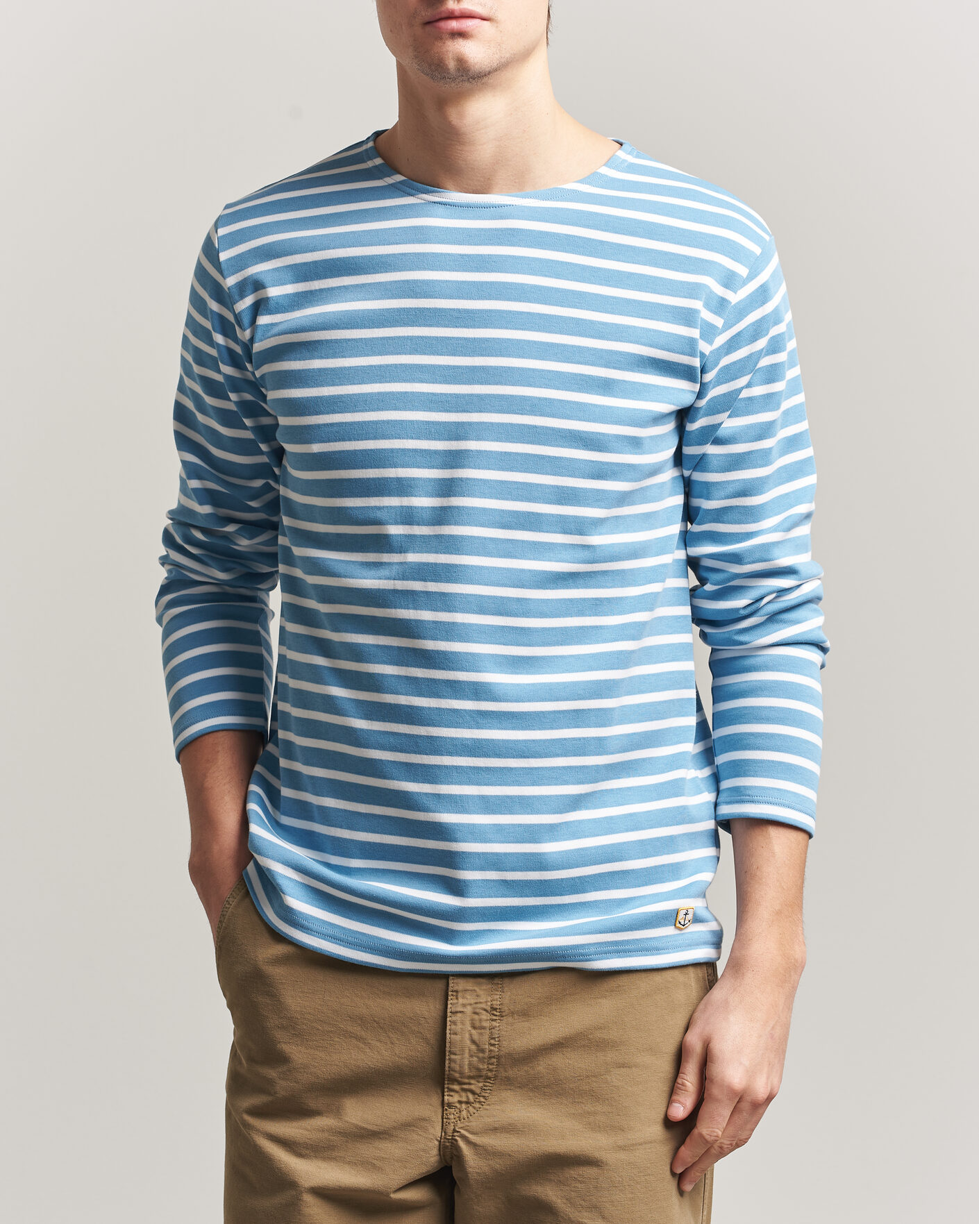 Mies | T-paidat | Armor-lux | Houat Héritage Stripe Long Sleeve T-Shirt Waterfall/Blanc