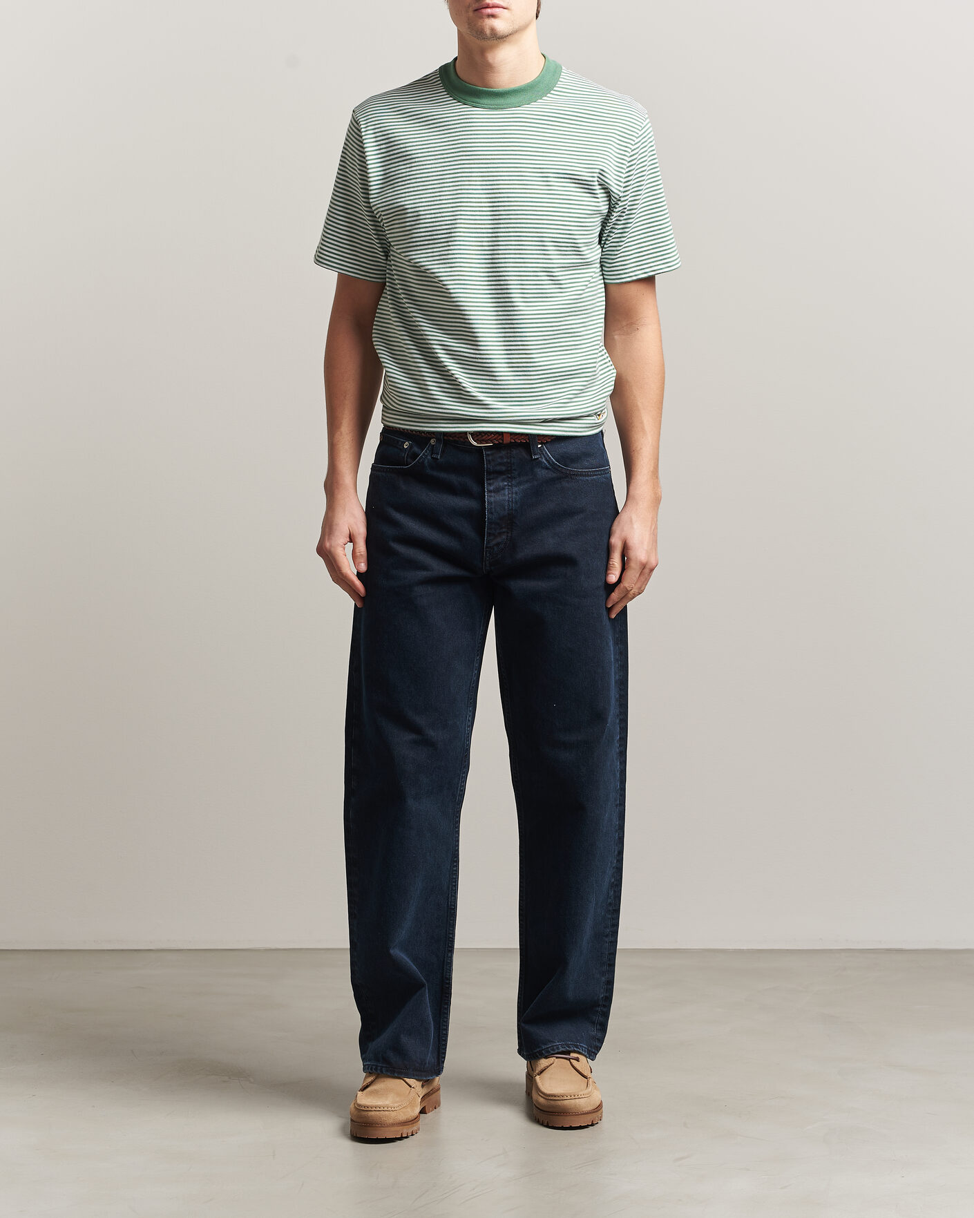 Mies | T-paidat | Armor-lux | Callac Héritage Stripe T-Shirt Ivy/Blanc