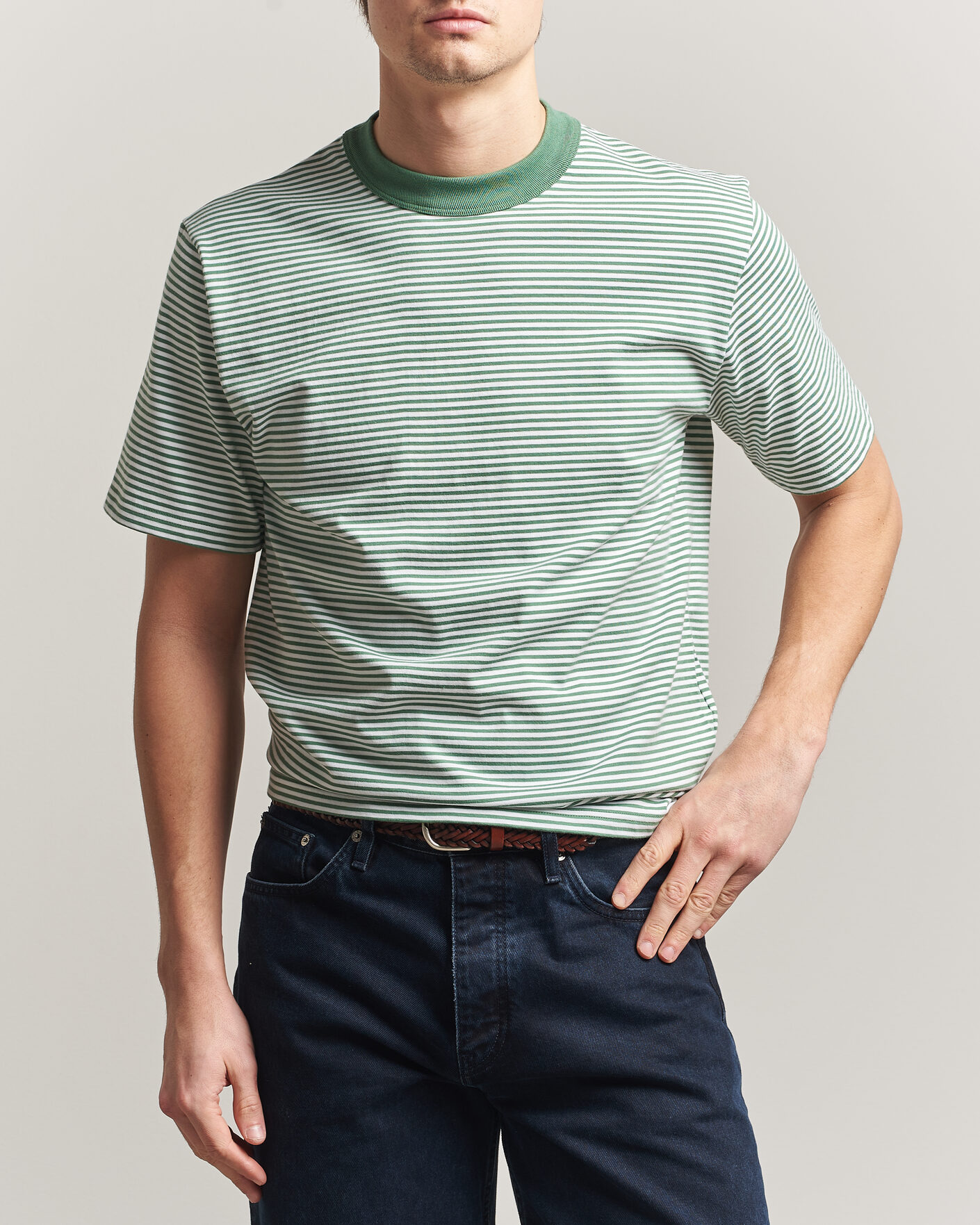 Mies | T-paidat | Armor-lux | Callac Héritage Stripe T-Shirt Ivy/Blanc