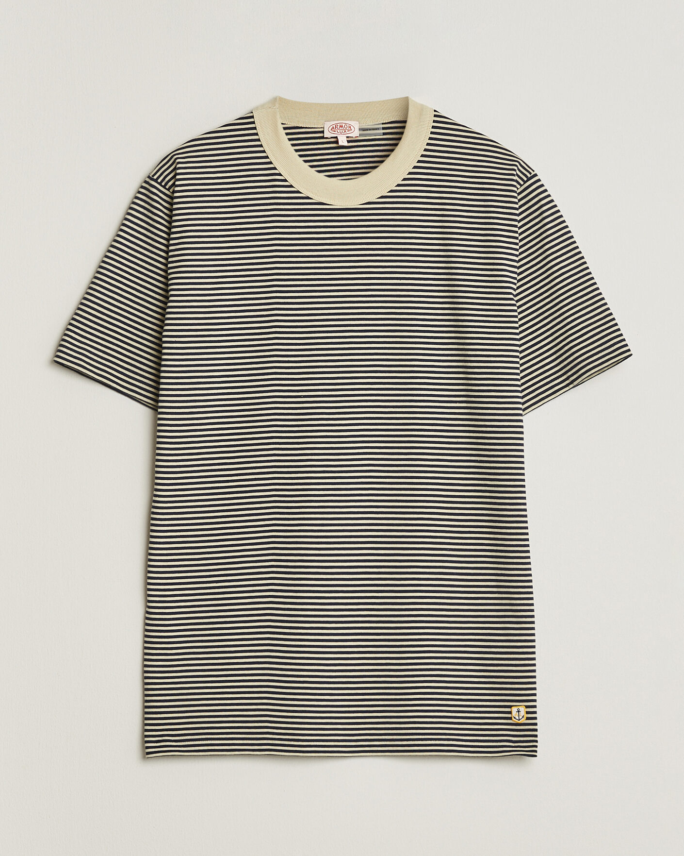 Mies | T-paidat | Armor-lux | Callac Héritage Stripe T-Shirt Gravel/Marine Deep