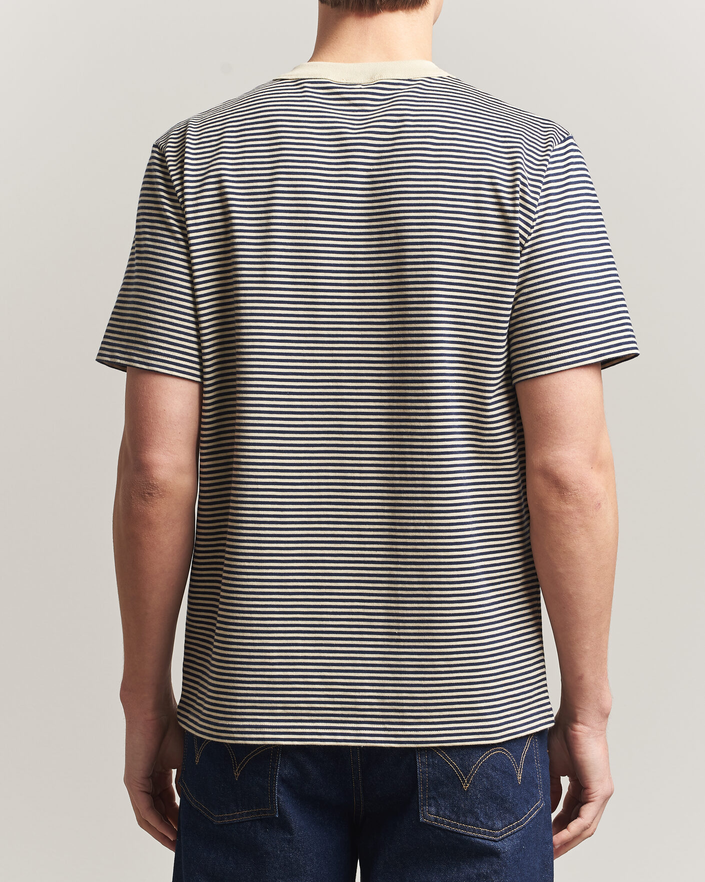Mies | T-paidat | Armor-lux | Callac Héritage Stripe T-Shirt Gravel/Marine Deep