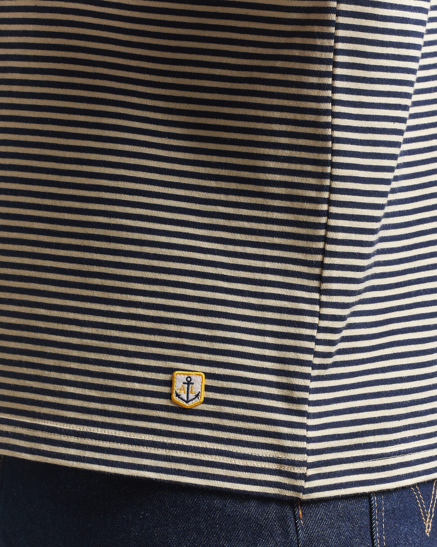 Mies | T-paidat | Armor-lux | Callac Héritage Stripe T-Shirt Gravel/Marine Deep