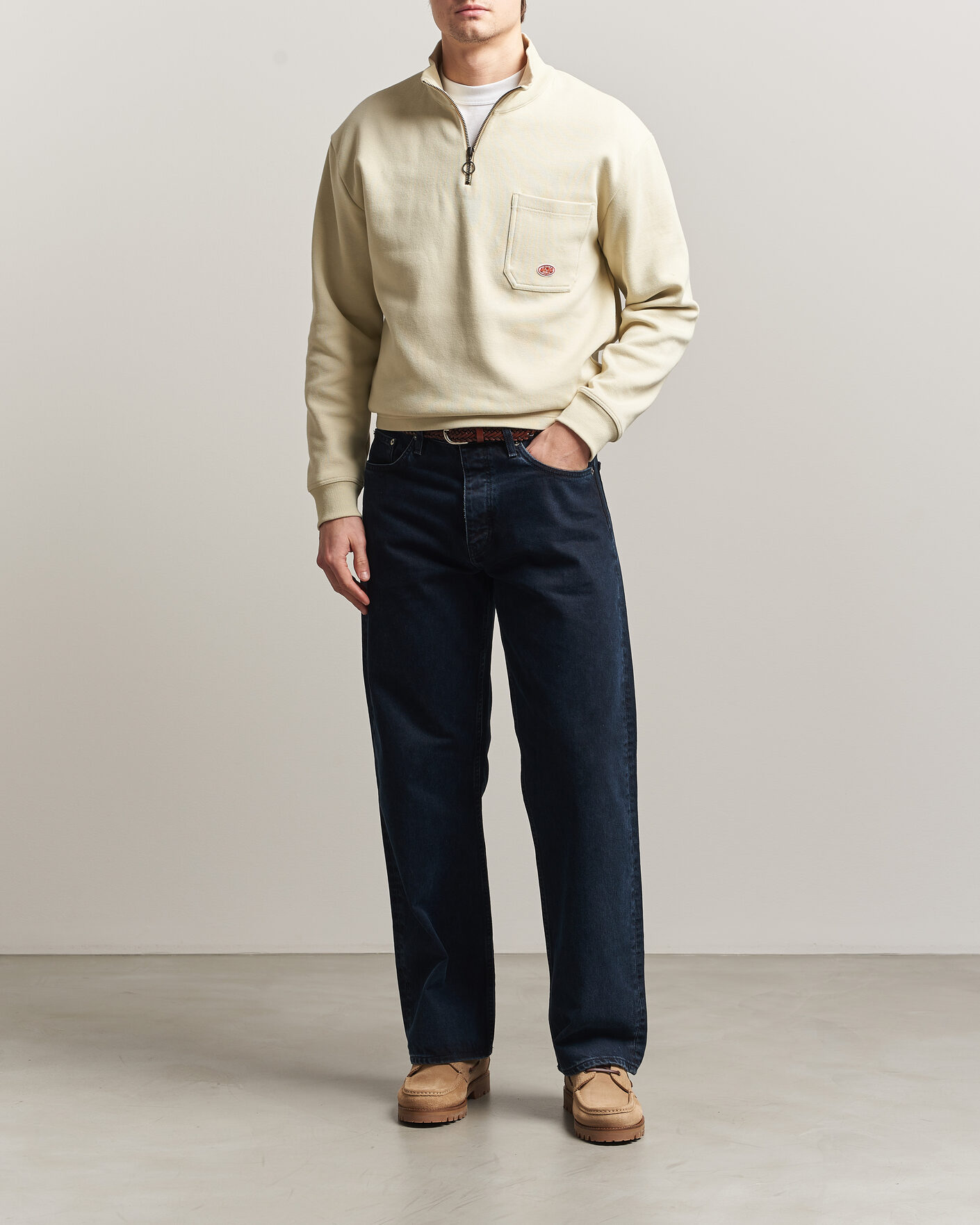 Mies | Puserot | Armor-lux | Camionneur Cotton Half Zip Sweater Gravel