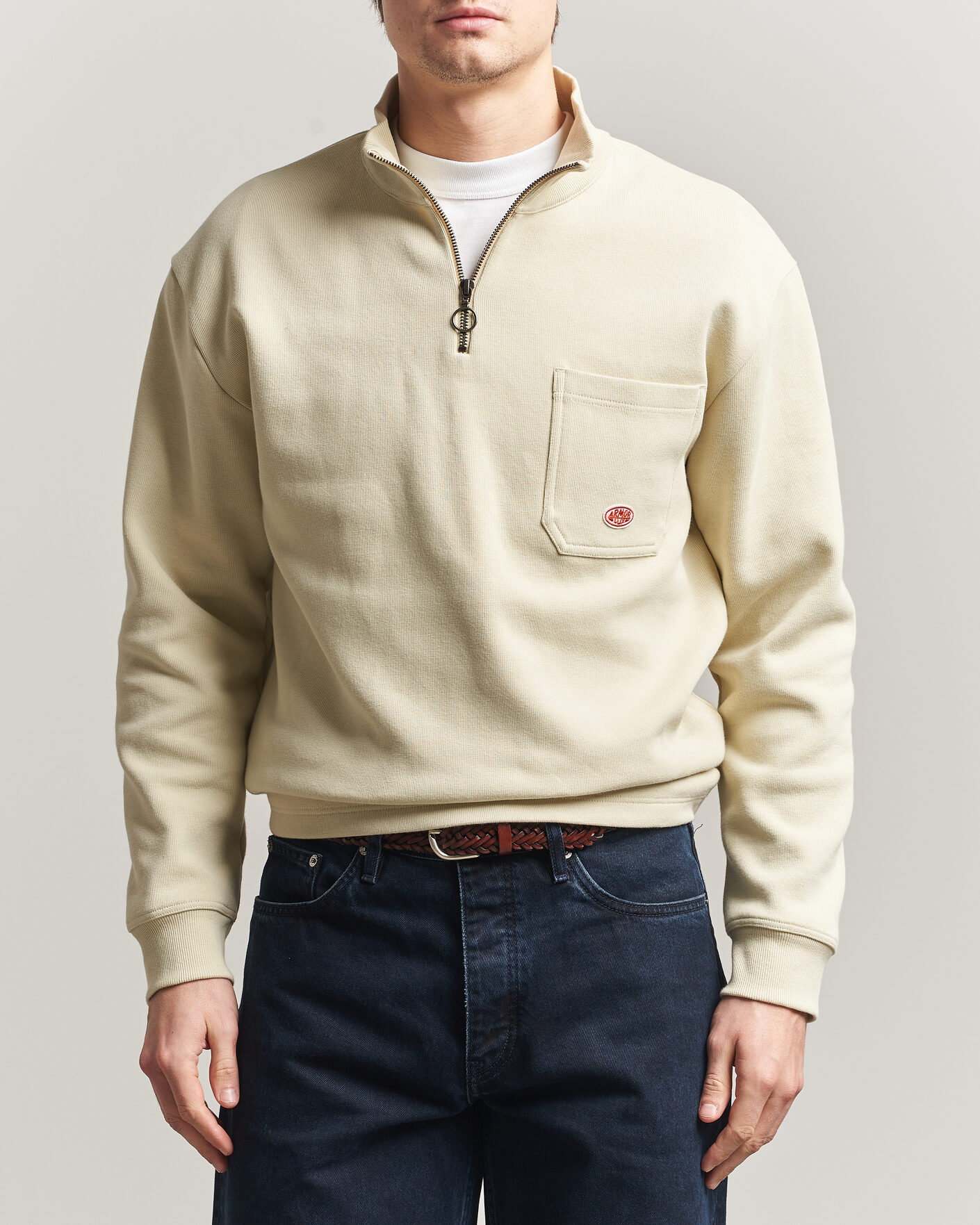 Mies | Puserot | Armor-lux | Camionneur Cotton Half Zip Sweater Gravel