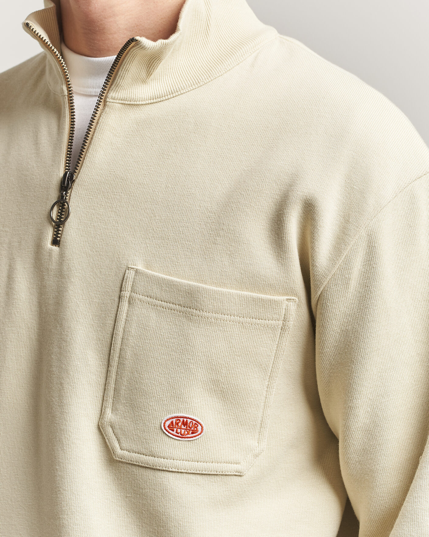 Mies | Puserot | Armor-lux | Camionneur Cotton Half Zip Sweater Gravel