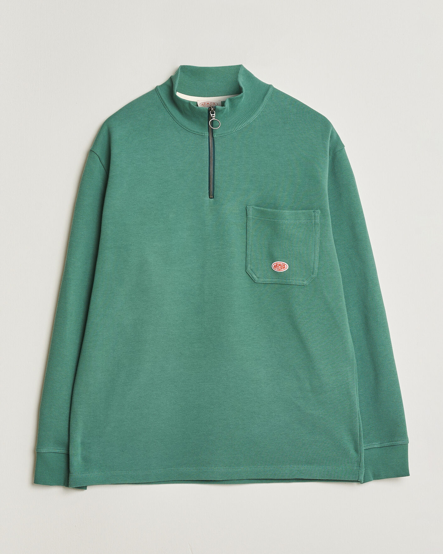 Mies | Puserot | Armor-lux | Camionneur Cotton Half Zip Sweater Dark Ivy