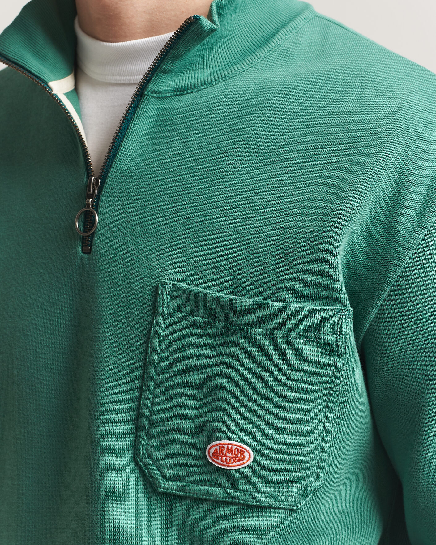 Mies | Puserot | Armor-lux | Camionneur Cotton Half Zip Sweater Dark Ivy