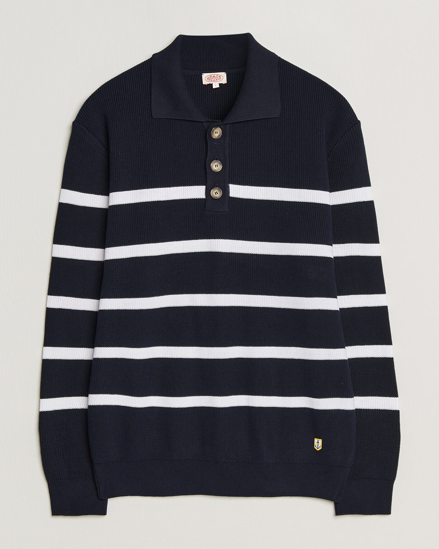 Mies | Puserot | Armor-lux | Heritage Knitted Polo Marine/Blanc