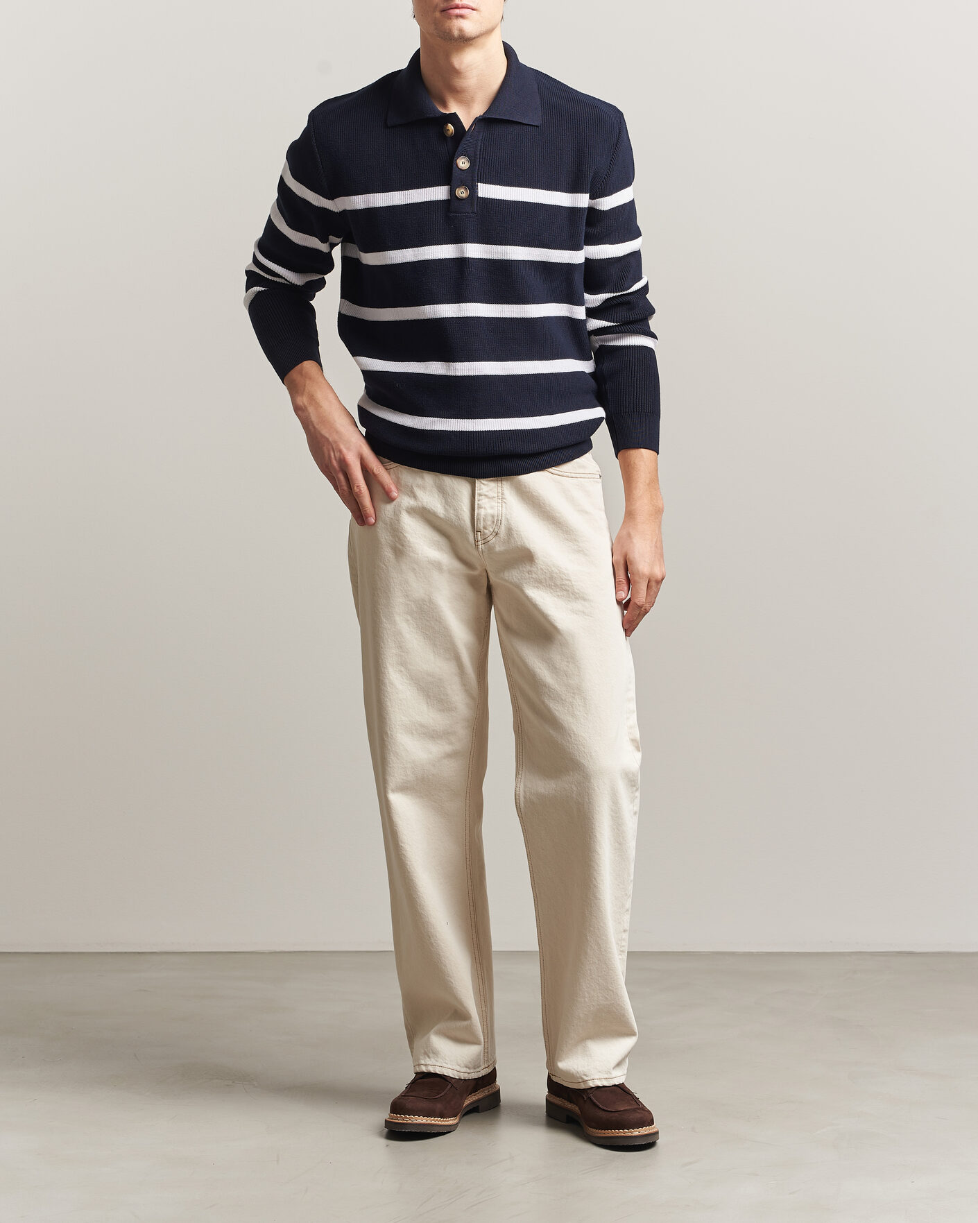Mies | Puserot | Armor-lux | Heritage Knitted Polo Marine/Blanc