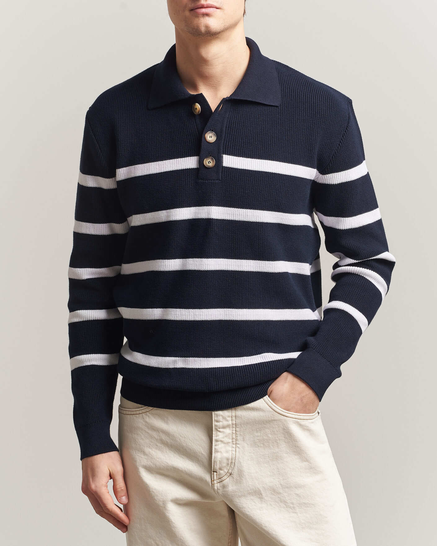 Mies | Puserot | Armor-lux | Heritage Knitted Polo Marine/Blanc