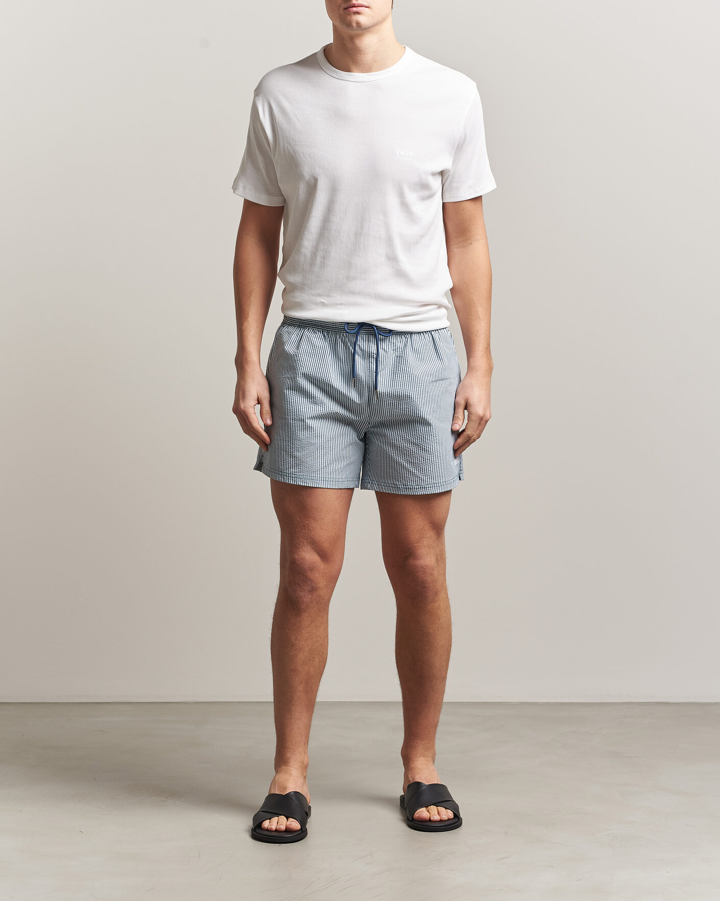 Mies | Uimahousut | BOSS BLACK | Velvetfish Seersucker Swimshorts Open Blue