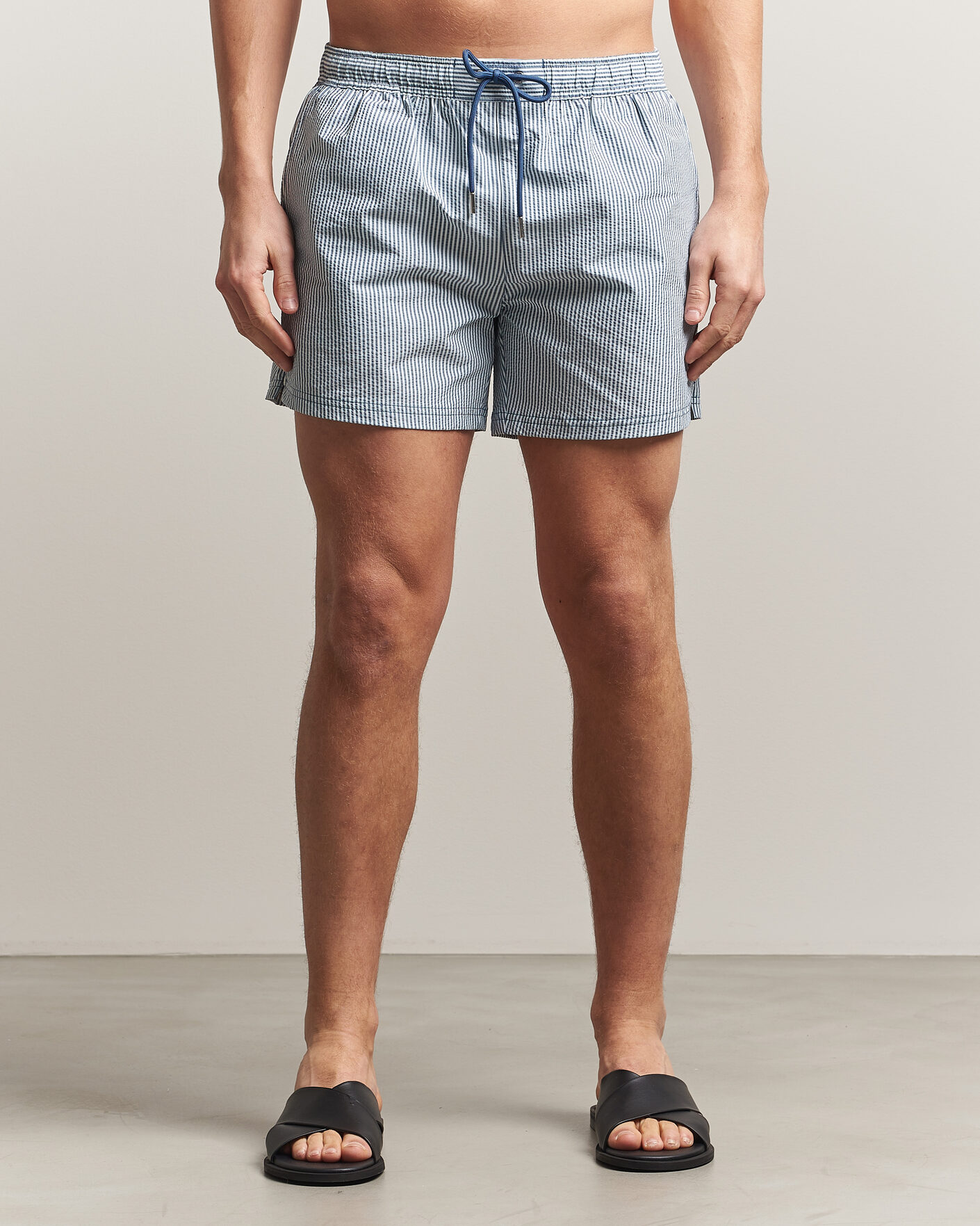 Mies | Uimahousut | BOSS BLACK | Velvetfish Seersucker Swimshorts Open Blue