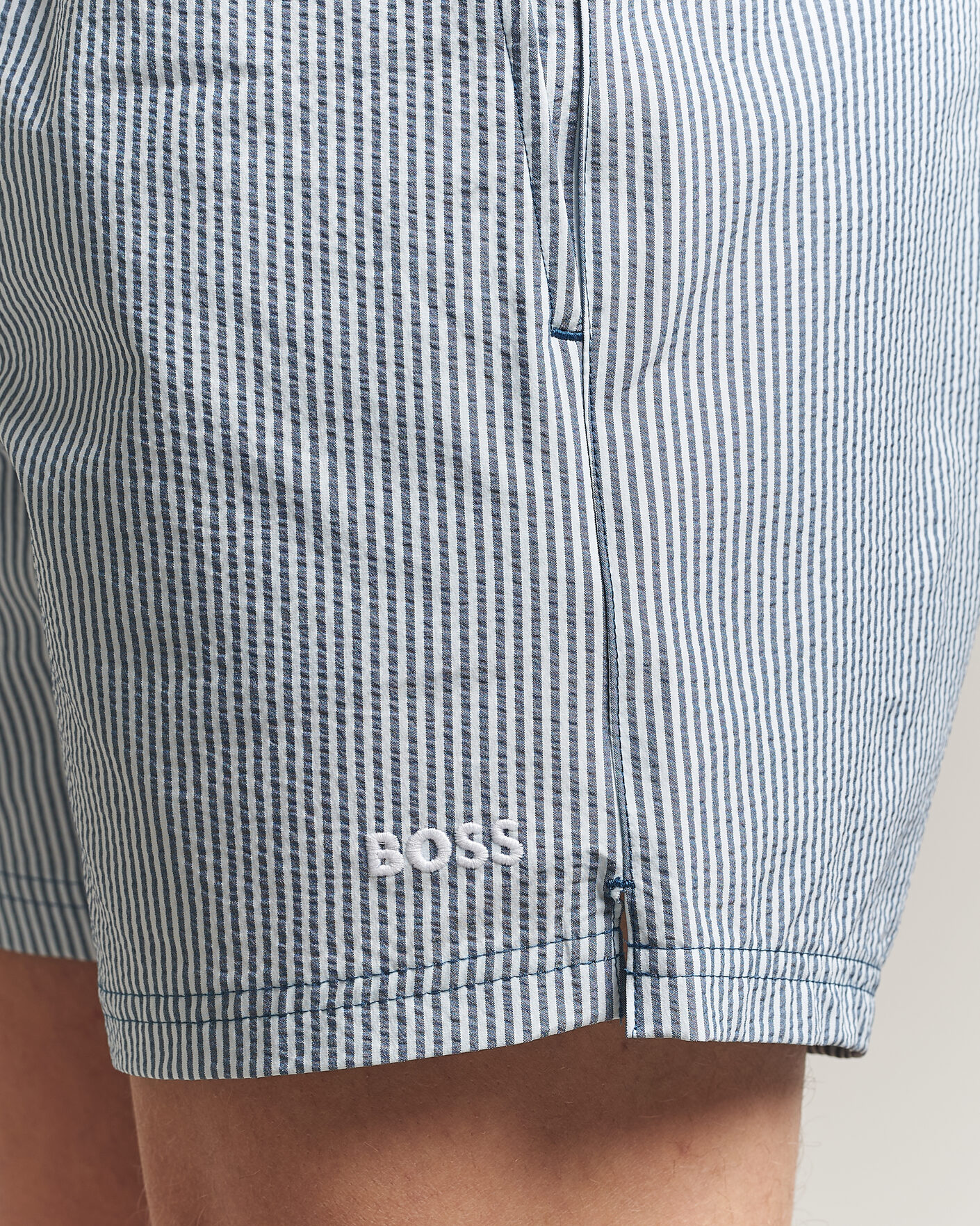 Mies | Uimahousut | BOSS BLACK | Velvetfish Seersucker Swimshorts Open Blue