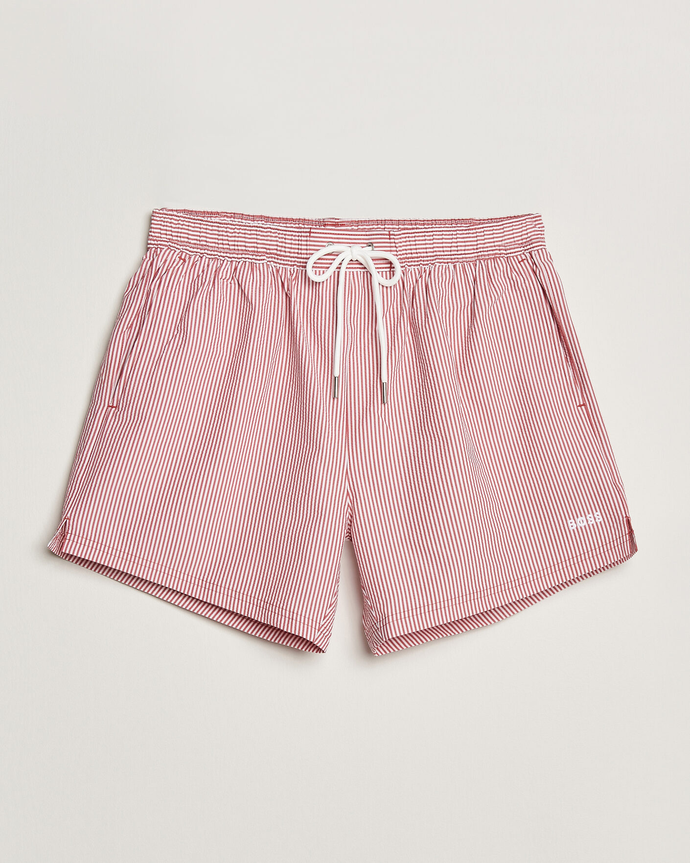 Mies | Uimahousut | BOSS BLACK | Velvetfish Seersucker Swimshorts Dark Red