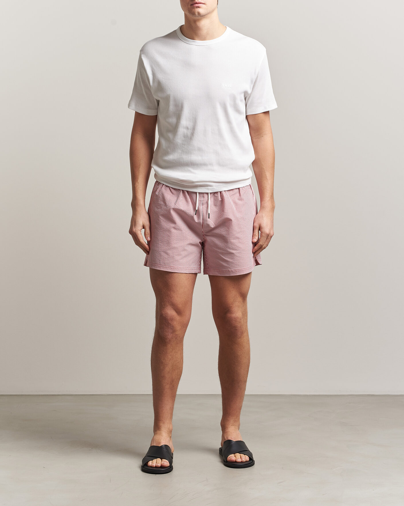 Mies | Uimahousut | BOSS BLACK | Velvetfish Seersucker Swimshorts Dark Red