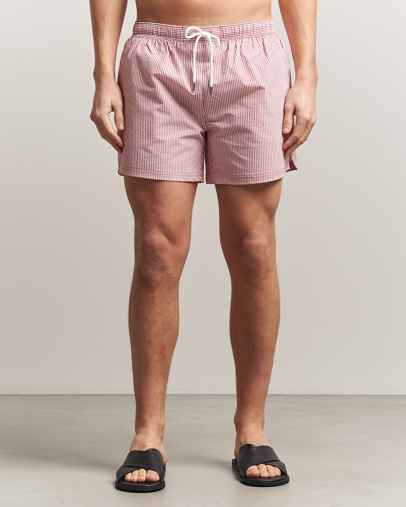 Mies | Uimahousut | BOSS BLACK | Velvetfish Seersucker Swimshorts Dark Red