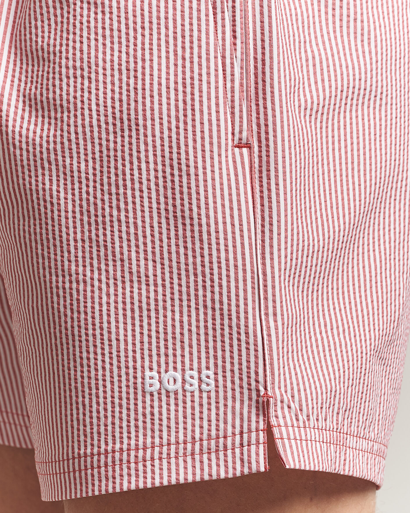 Mies | Uimahousut | BOSS BLACK | Velvetfish Seersucker Swimshorts Dark Red