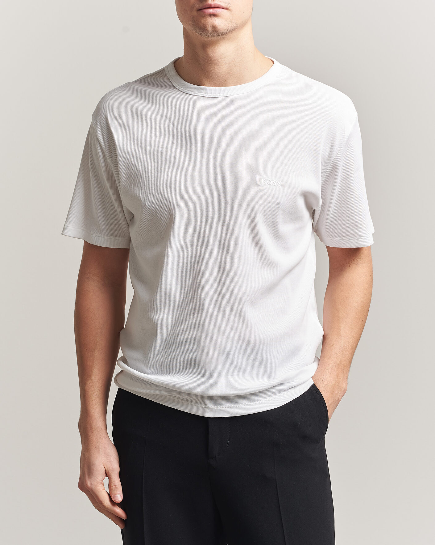 Mies | T-paidat | BOSS BLACK | 2-Pack Ribbed T-Shirt White