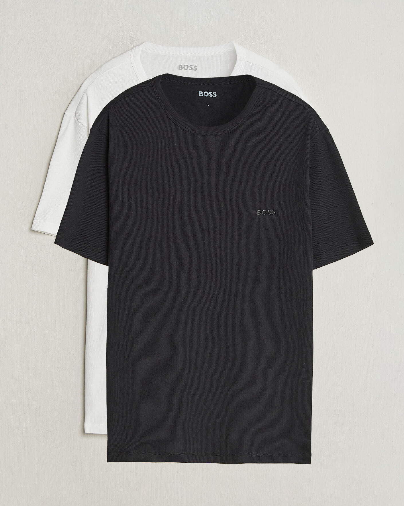 Mies | T-paidat | BOSS BLACK | 2-Pack Ribbed T-Shirt White/Black