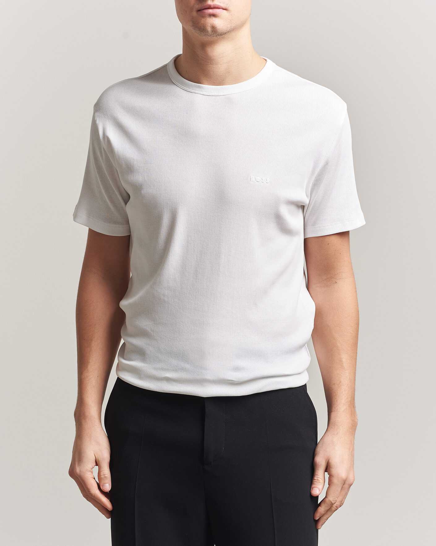 Mies | T-paidat | BOSS BLACK | 2-Pack Ribbed T-Shirt White/Black