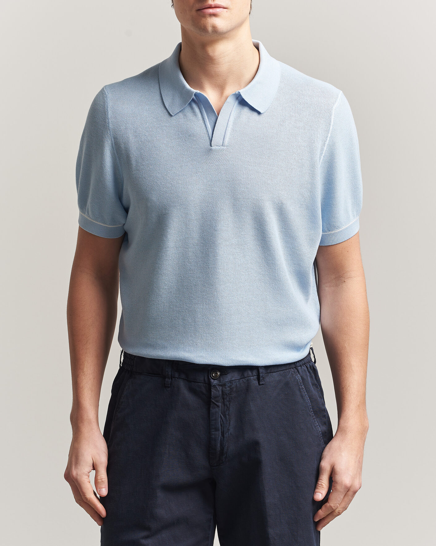 Mies | Pikeet | BOSS BLACK | Narciso Knitted Polo Light Blue