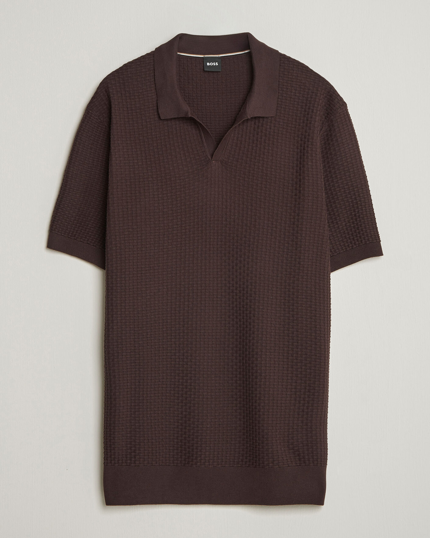 Mies | Pikeet | BOSS BLACK | Natalo Structured Knitted Polo Dark Brown