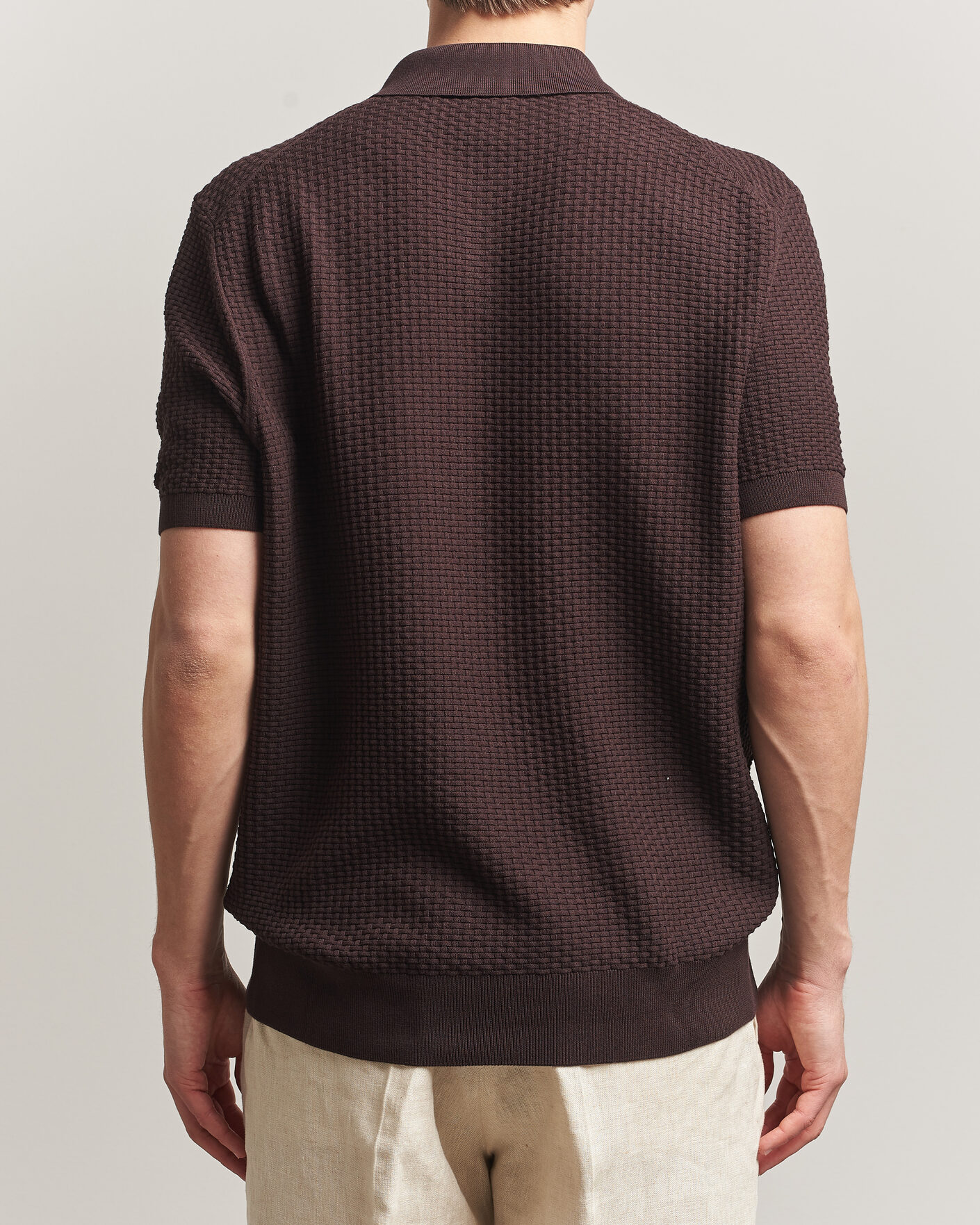 Mies | Pikeet | BOSS BLACK | Natalo Structured Knitted Polo Dark Brown