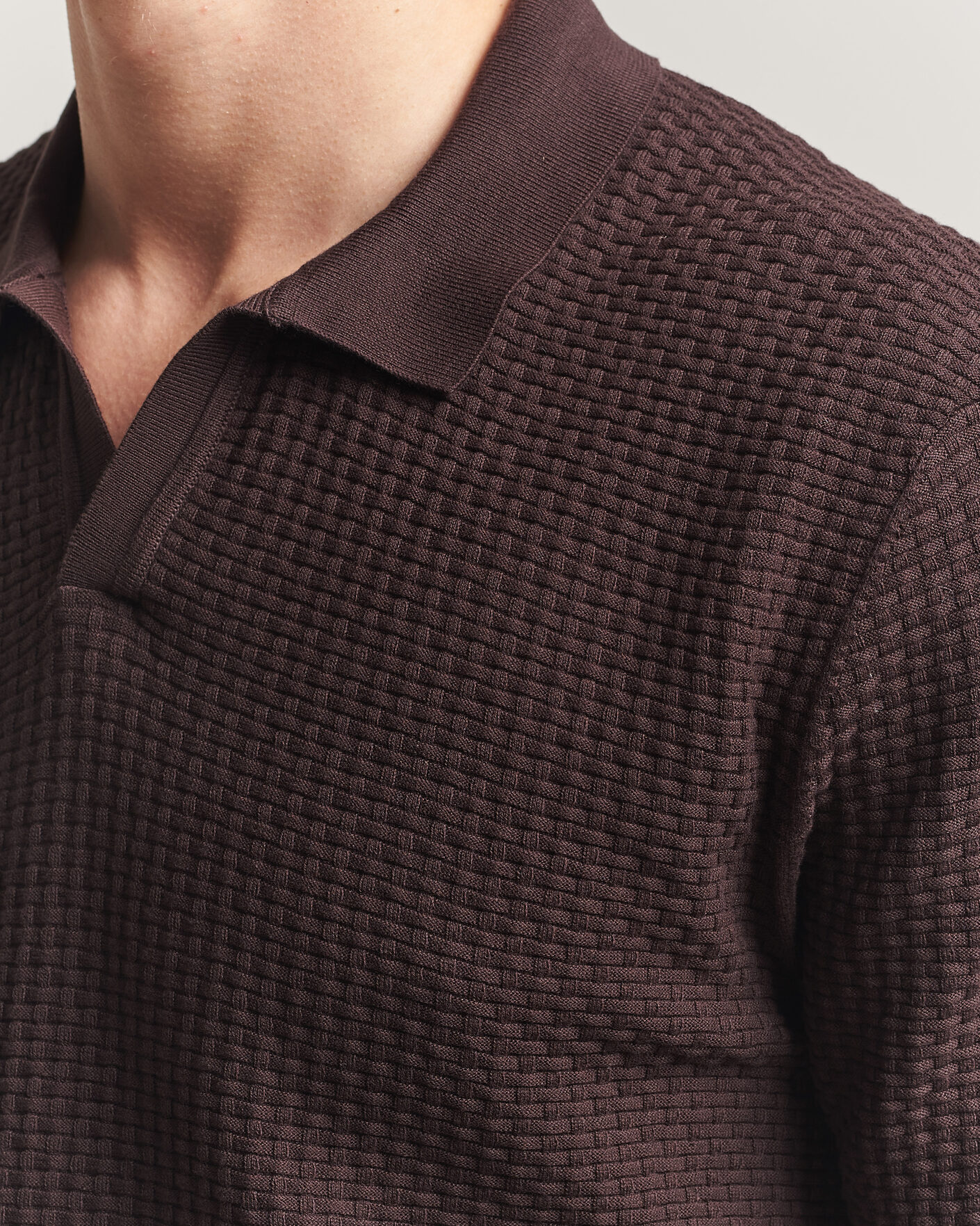 Mies | Pikeet | BOSS BLACK | Natalo Structured Knitted Polo Dark Brown