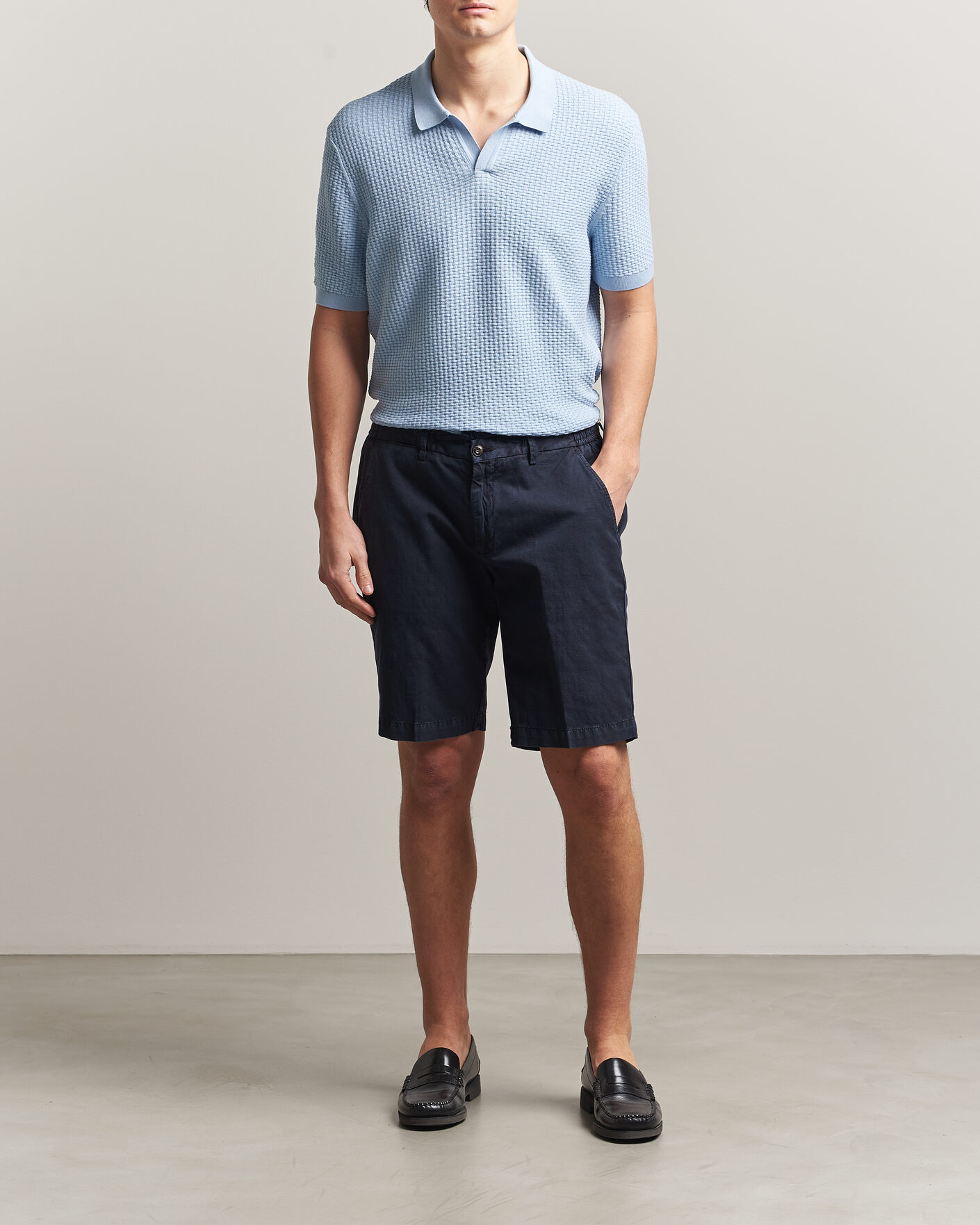 Mies | Pikeet | BOSS BLACK | Natalo Structured Knitted Polo Light Blue