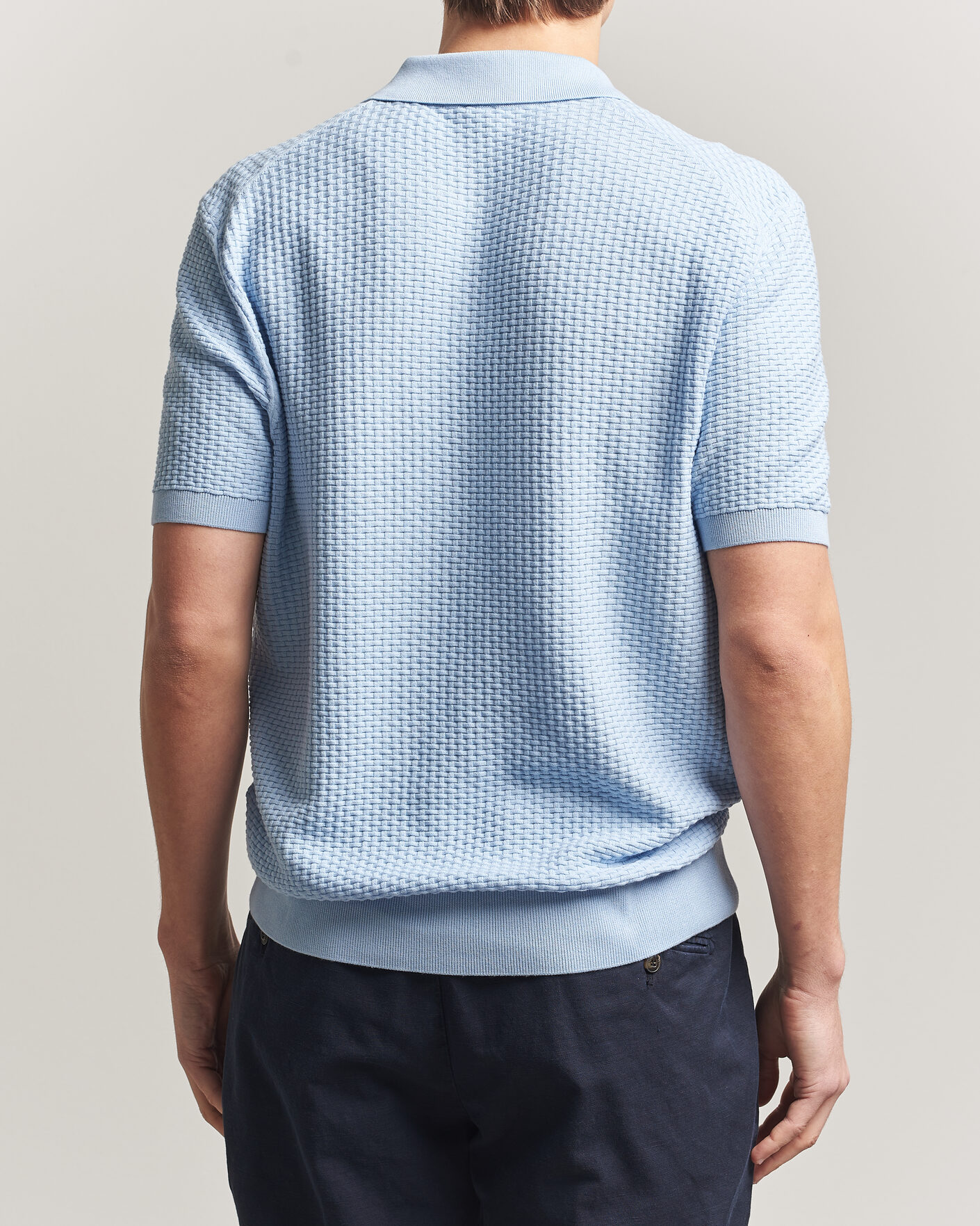 Mies | Pikeet | BOSS BLACK | Natalo Structured Knitted Polo Light Blue