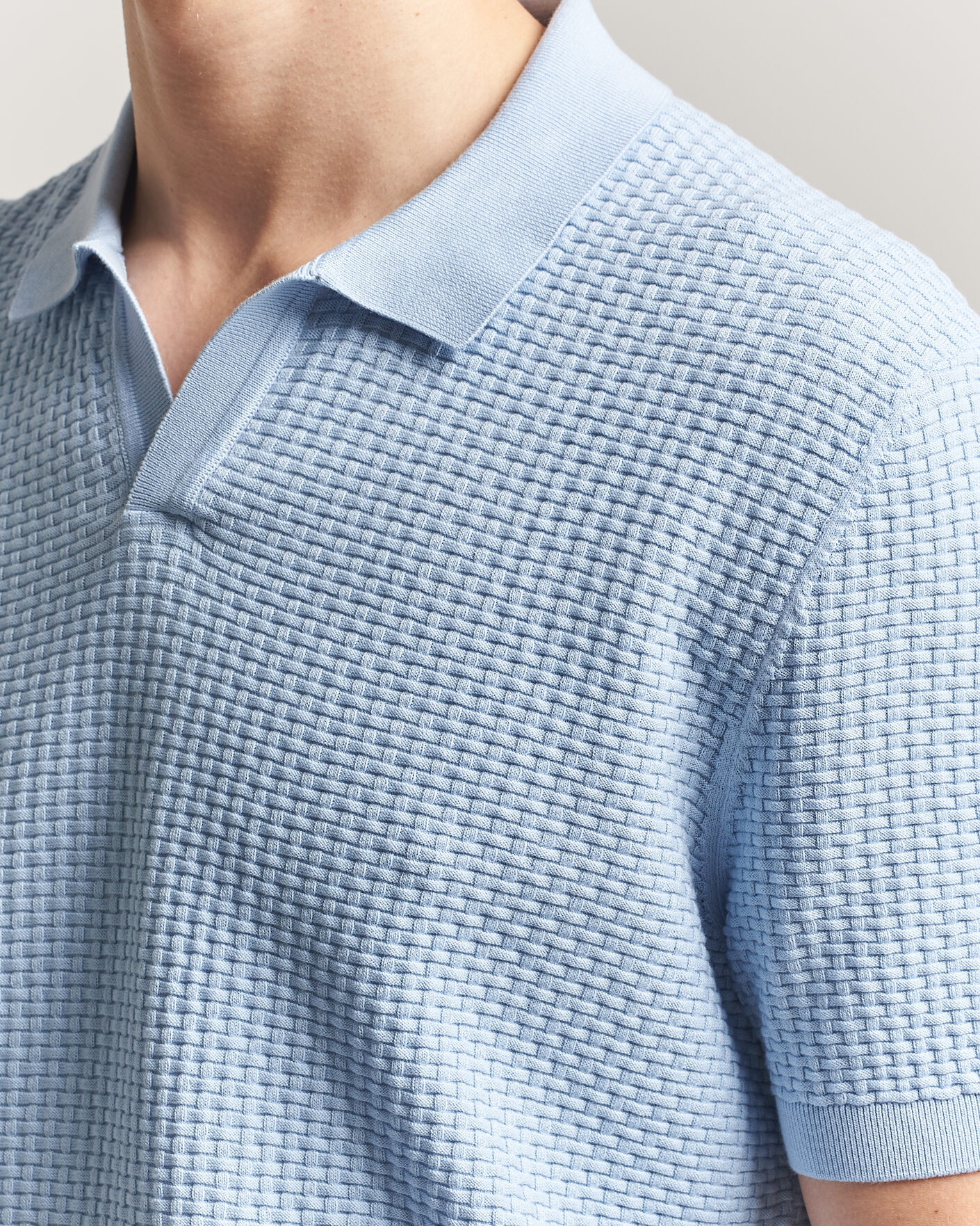 Mies | Pikeet | BOSS BLACK | Natalo Structured Knitted Polo Light Blue