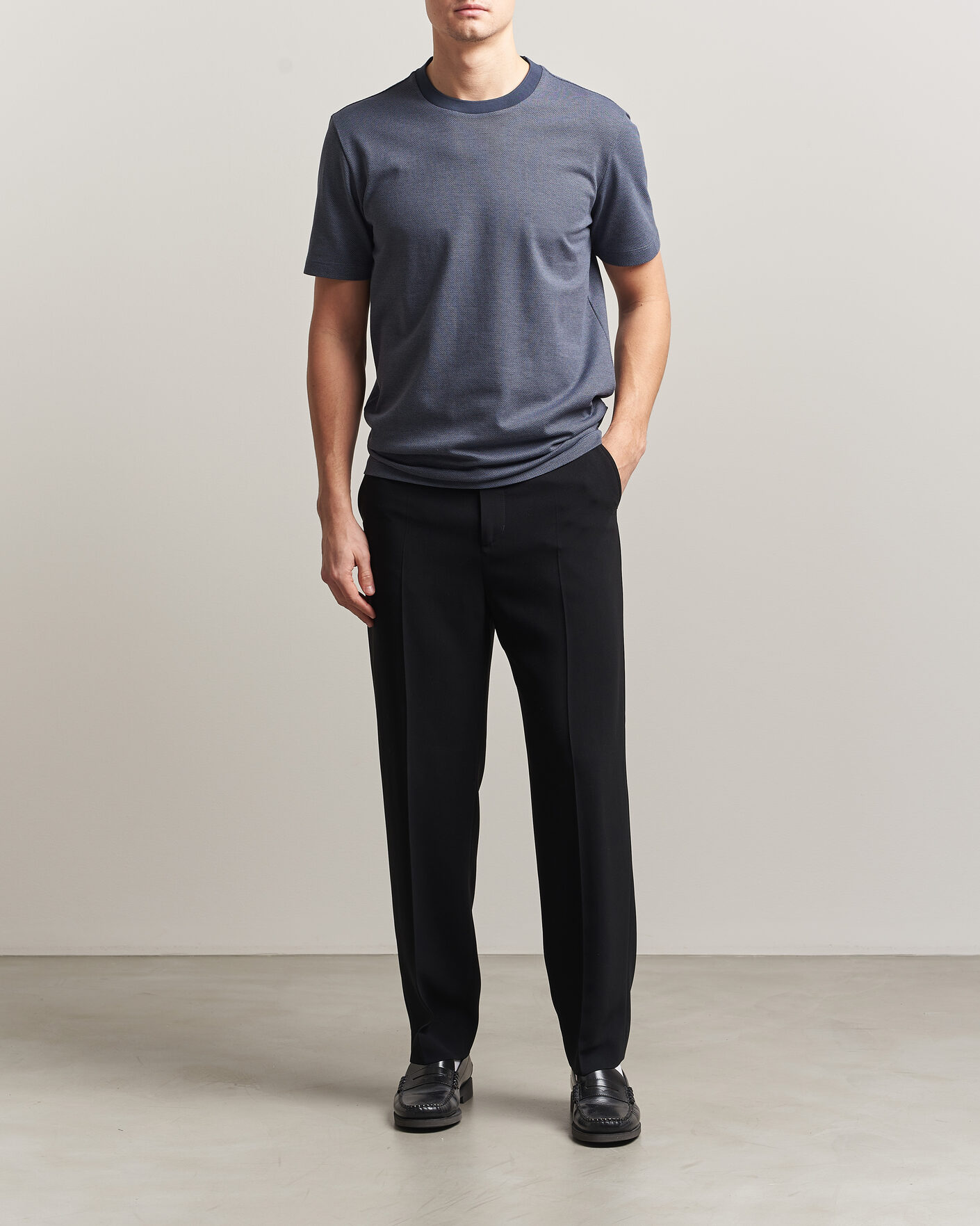 Mies | T-paidat | BOSS BLACK | Thompson Structured T-Shirt Dark Blue