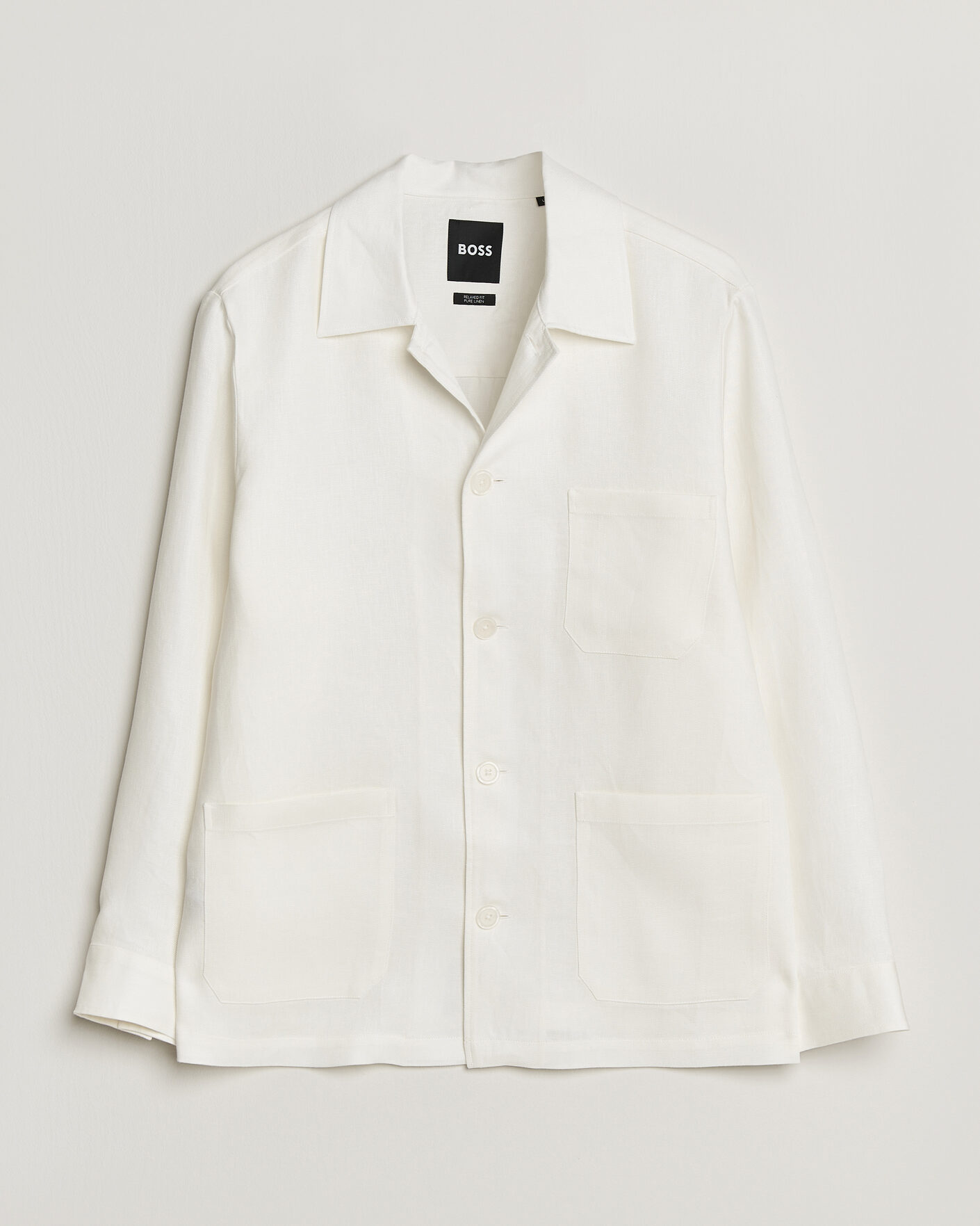 Mies | Kauluspaidat | BOSS BLACK | Cai Linen Overshirt White