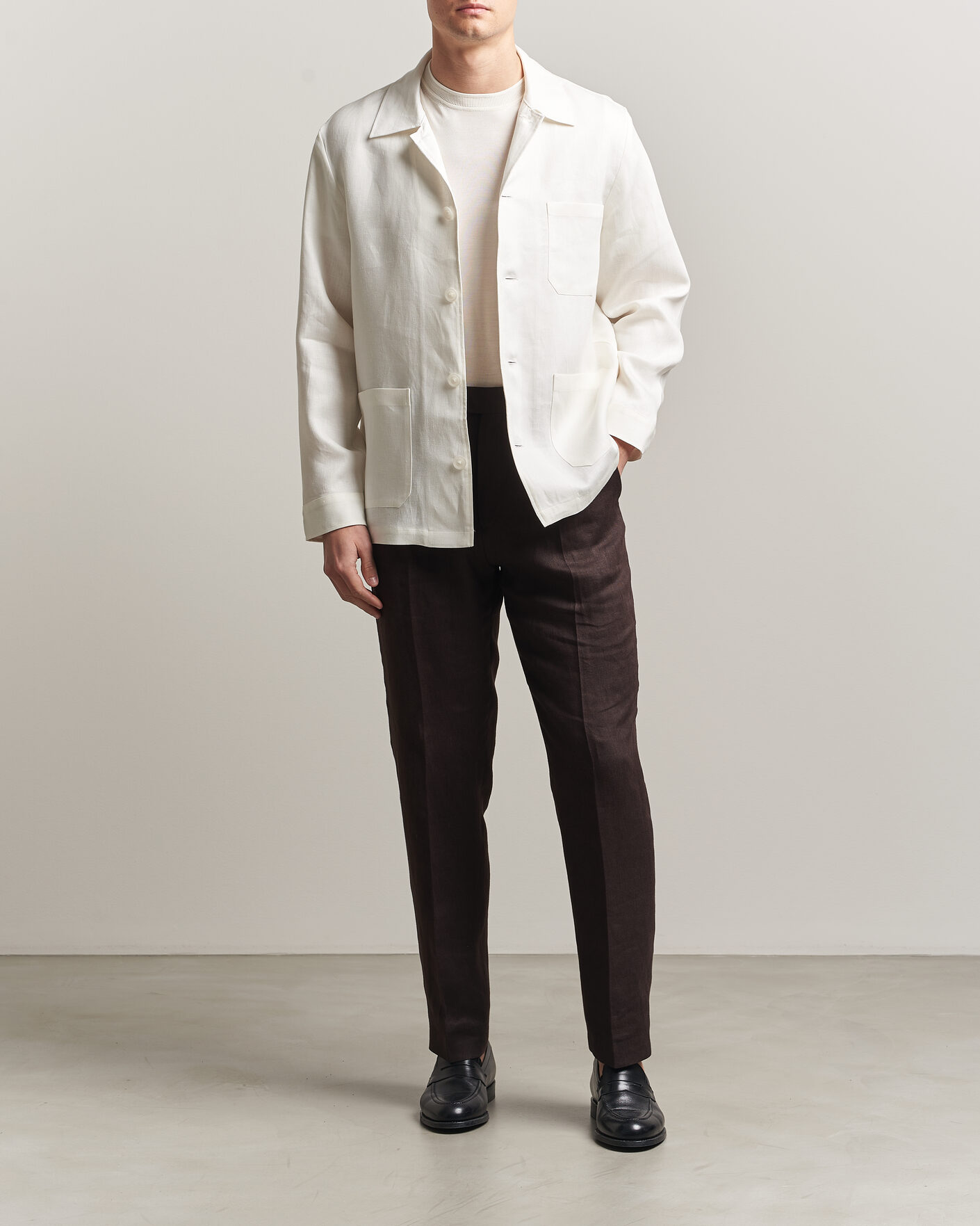 Mies | Kauluspaidat | BOSS BLACK | Cai Linen Overshirt White