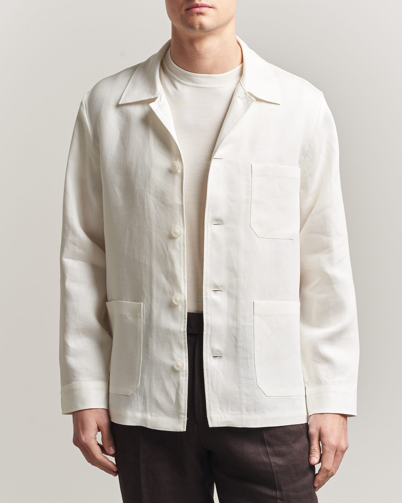 Mies | Kauluspaidat | BOSS BLACK | Cai Linen Overshirt White