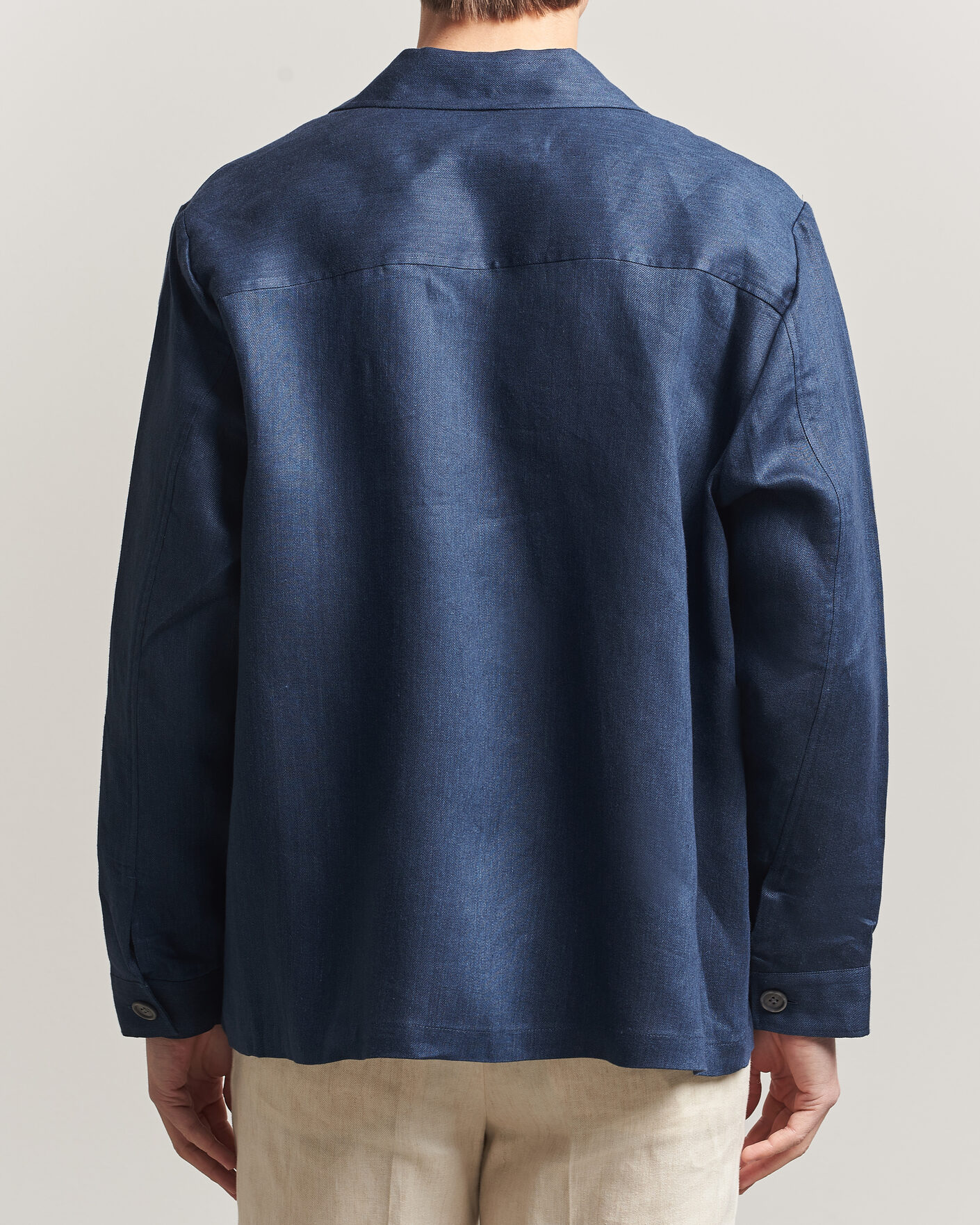 Mies | Kauluspaidat | BOSS BLACK | Cai Linen Overshirt Dark Blue