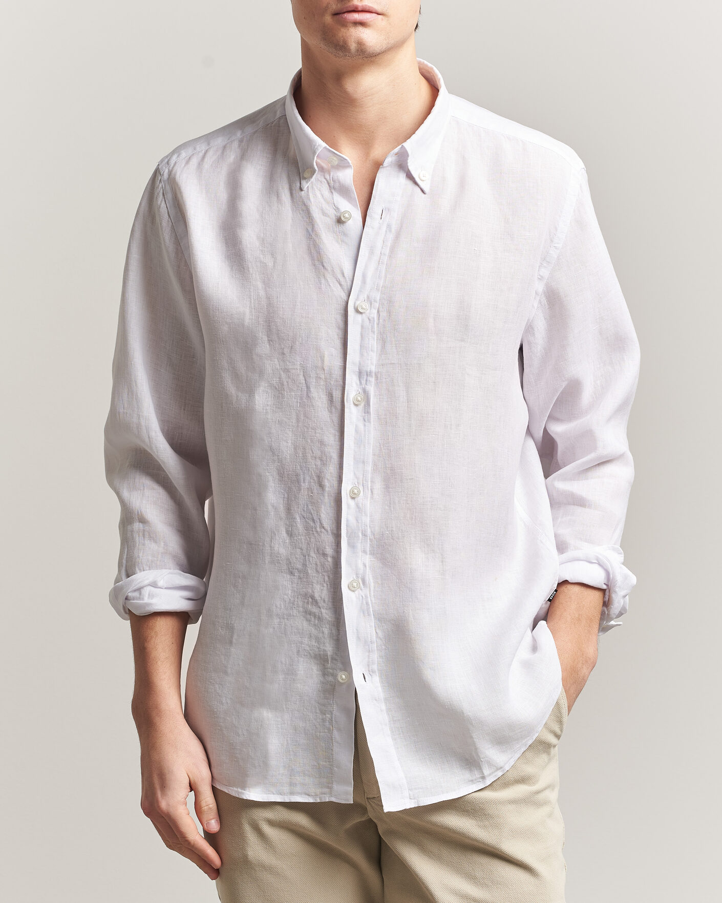 Mies | Kauluspaidat | BOSS BLACK | Liam Linen Shirt White