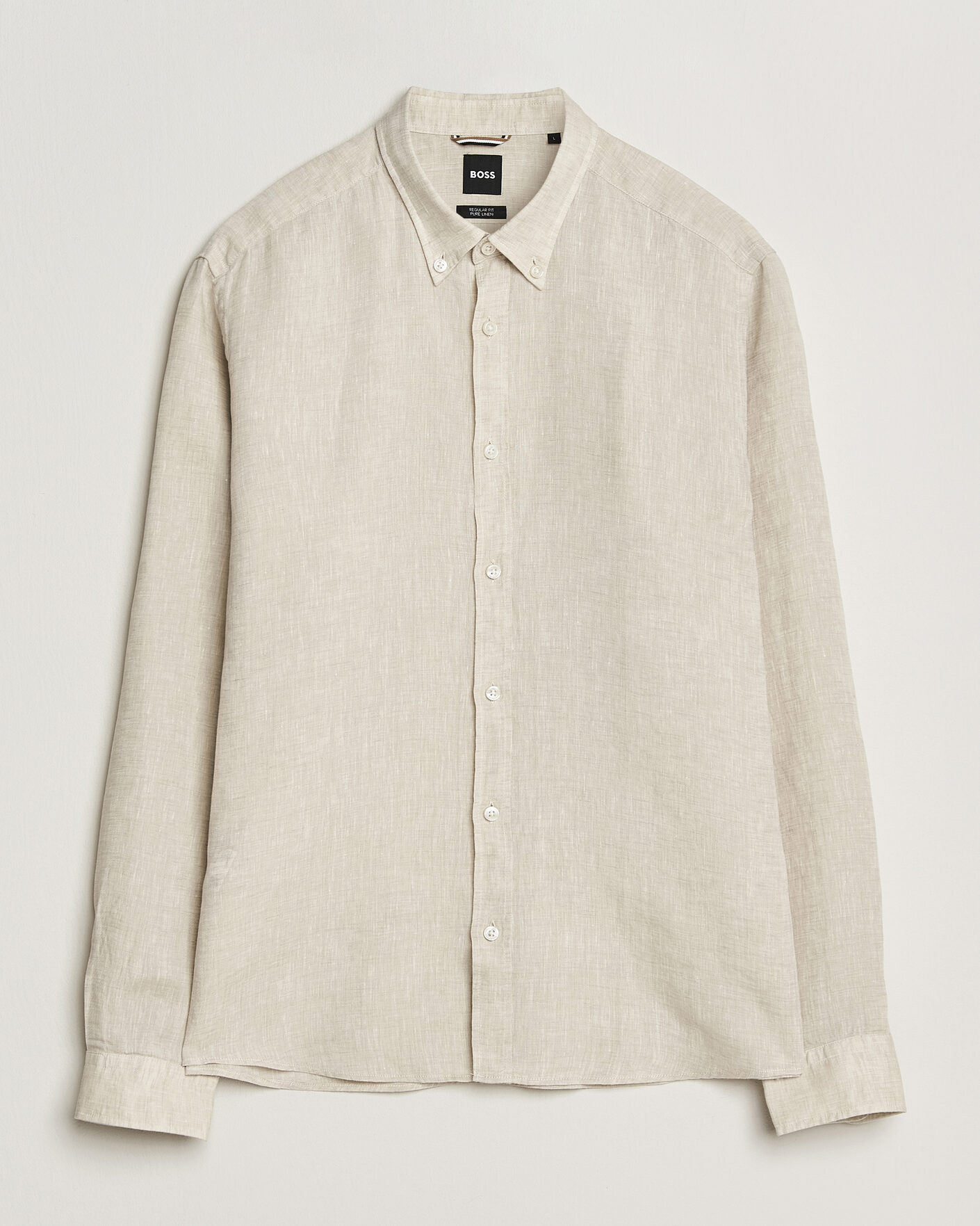 Mies | Kauluspaidat | BOSS BLACK | Liam Linen Shirt Open Beige