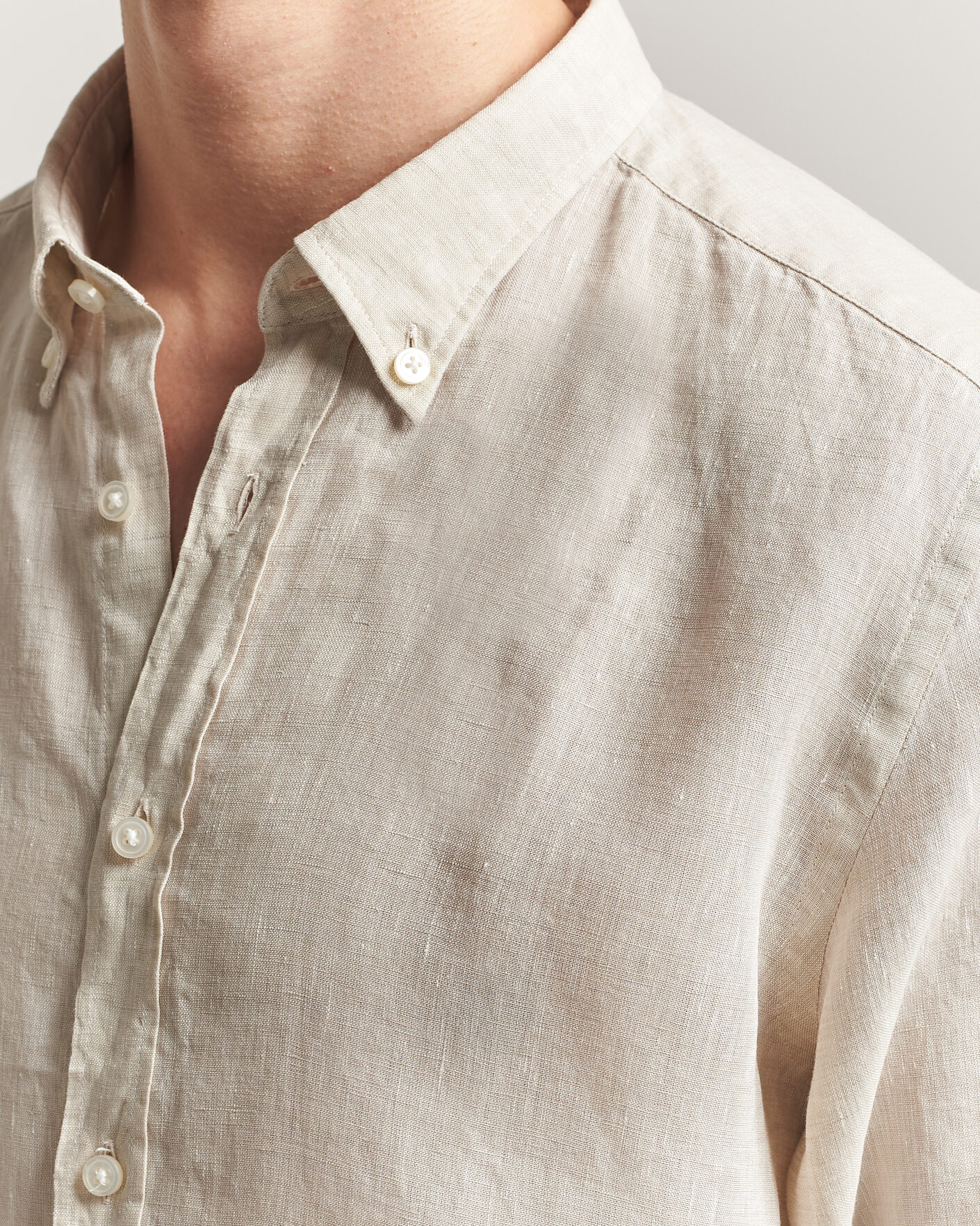 Mies | Kauluspaidat | BOSS BLACK | Liam Linen Shirt Open Beige